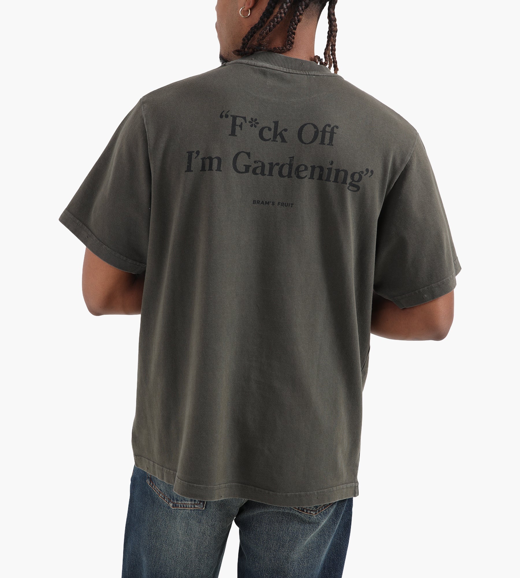 Bram's Fruit “F*ck Off” T-Shirt Distressed Washed Charcoal