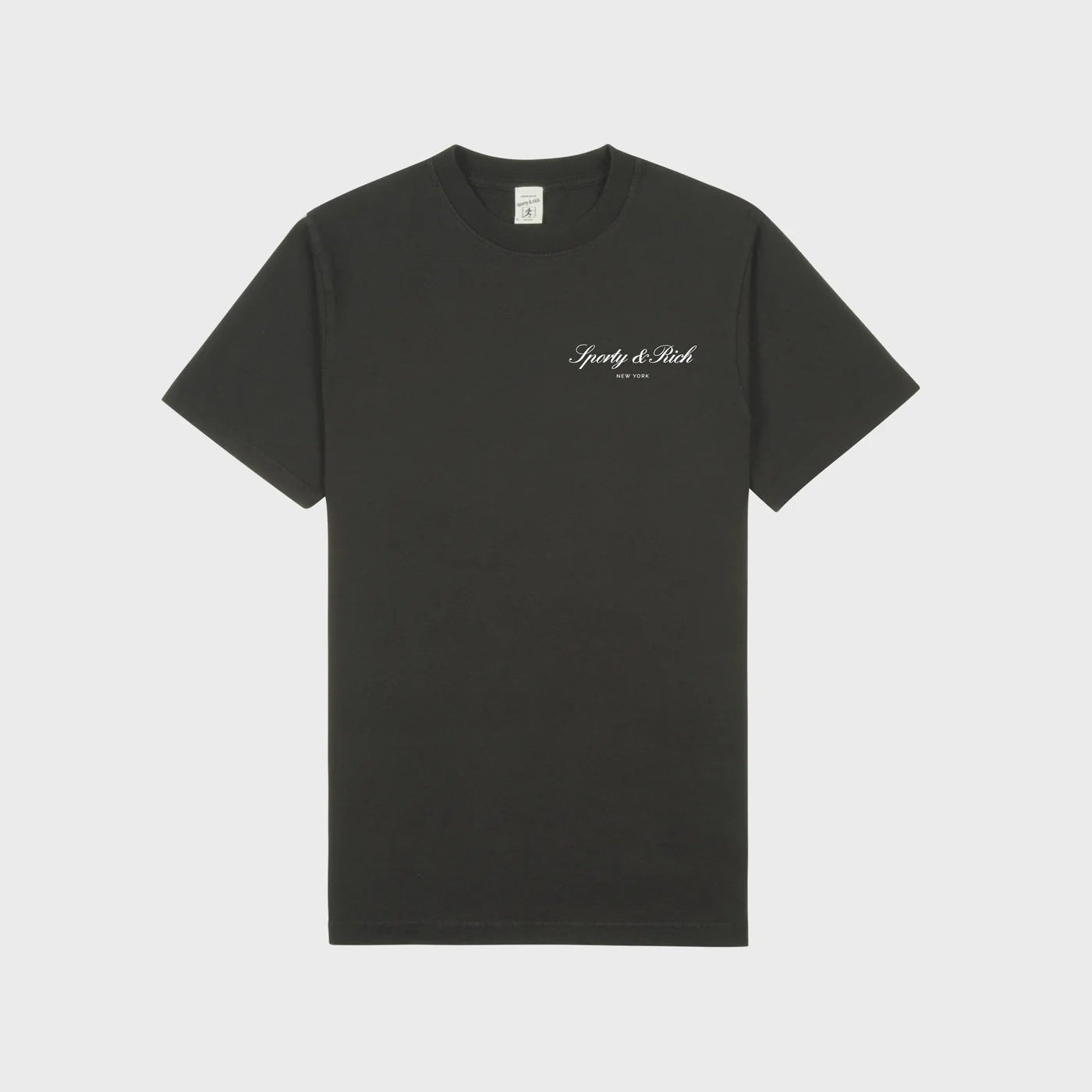 Sporty & Rich Signature NY T-Shirt Faded Black White