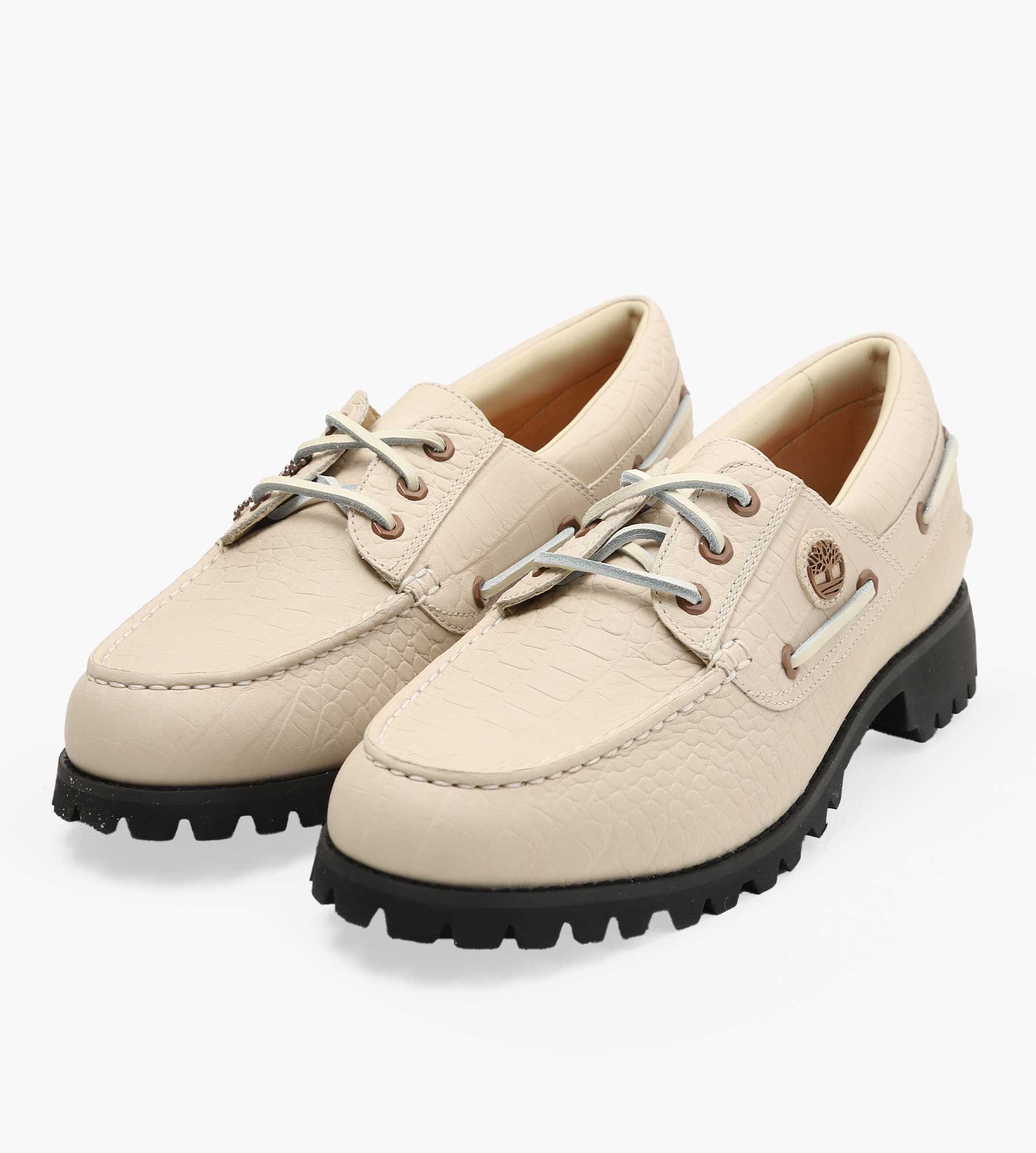 Timberland Vibram Boat Shoe Light Beige Full Grain