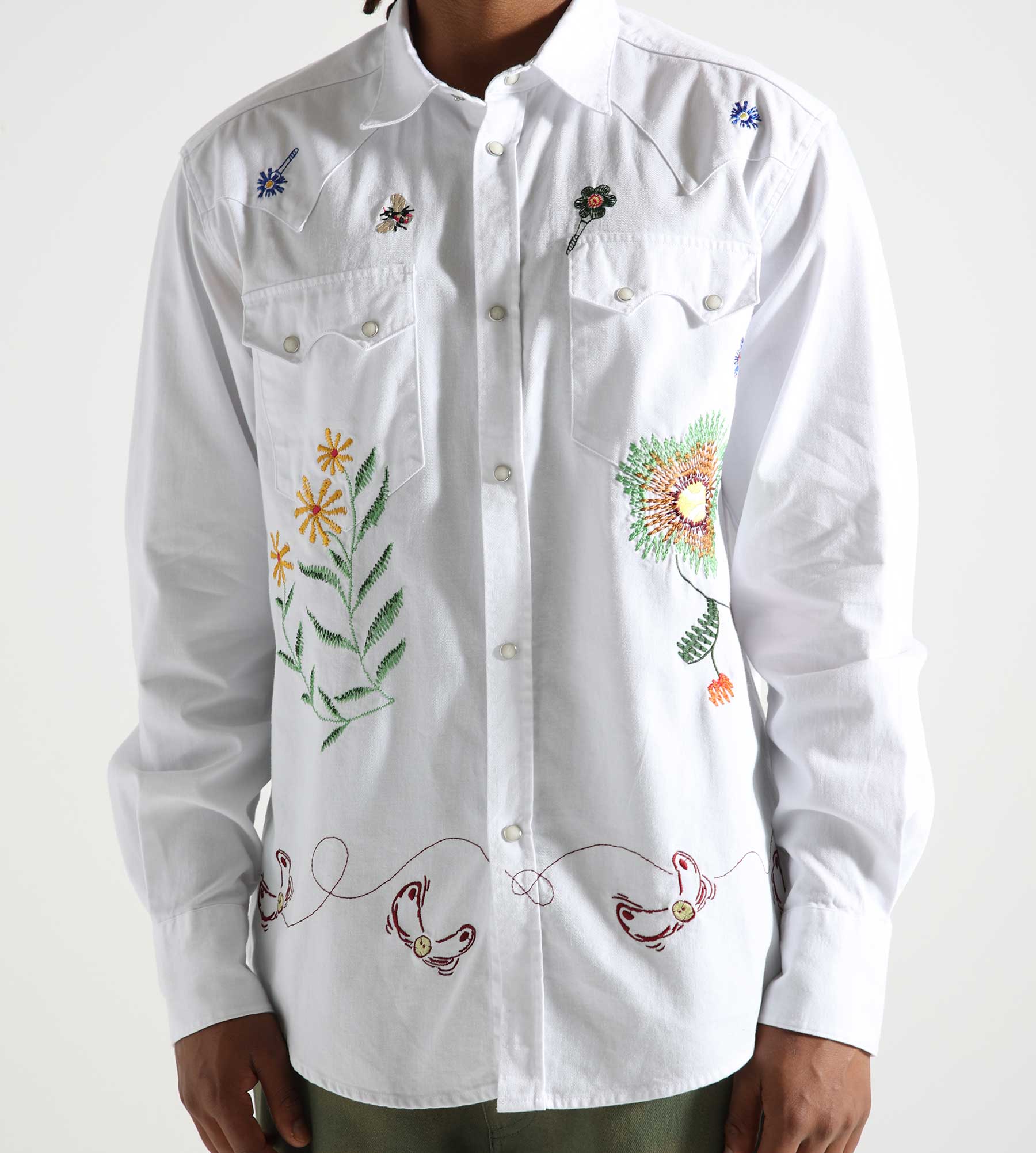 Palmes Floral Western Shirt White