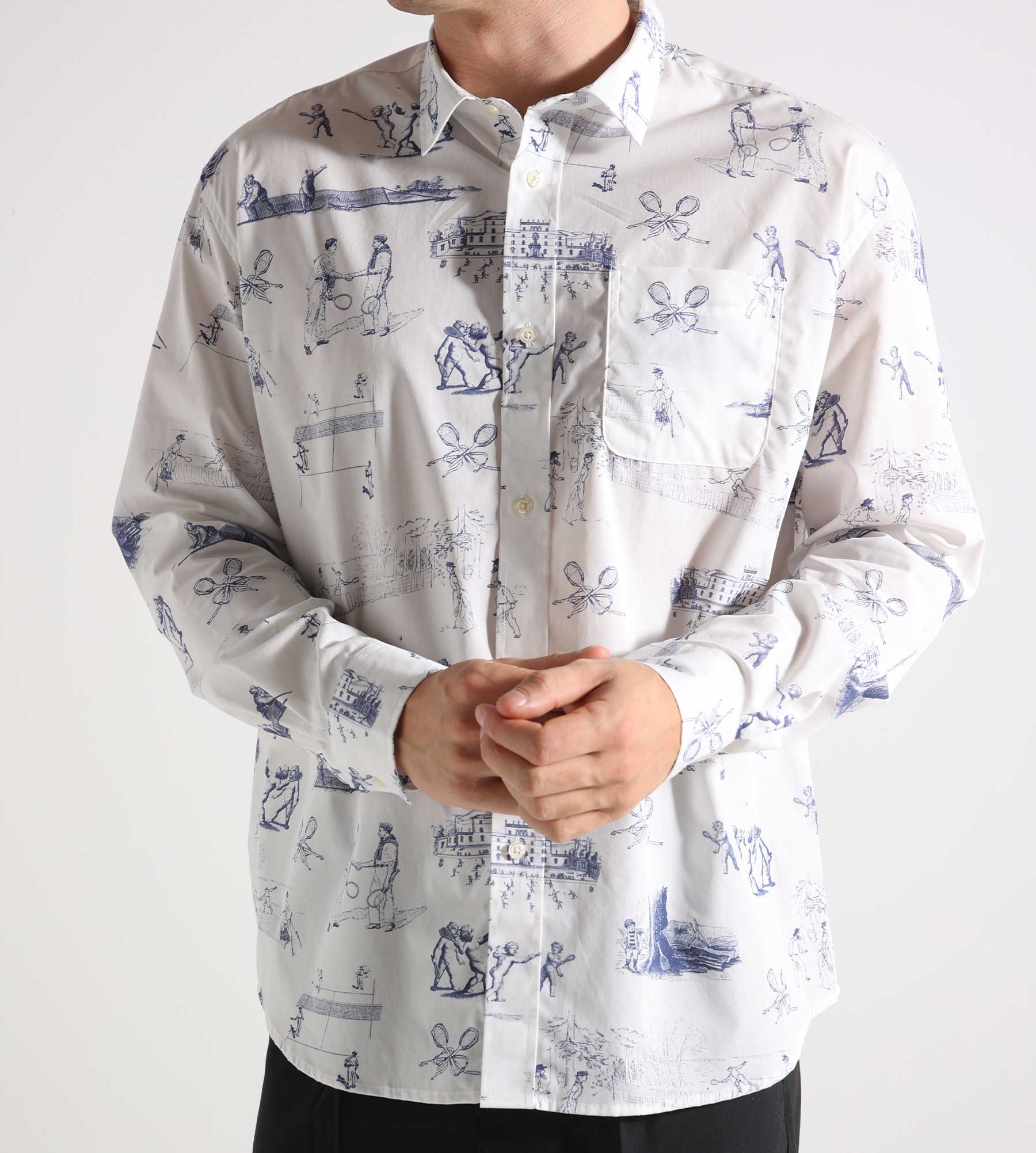 Palmes Printed Poplin Shirt Cotton Poplin White