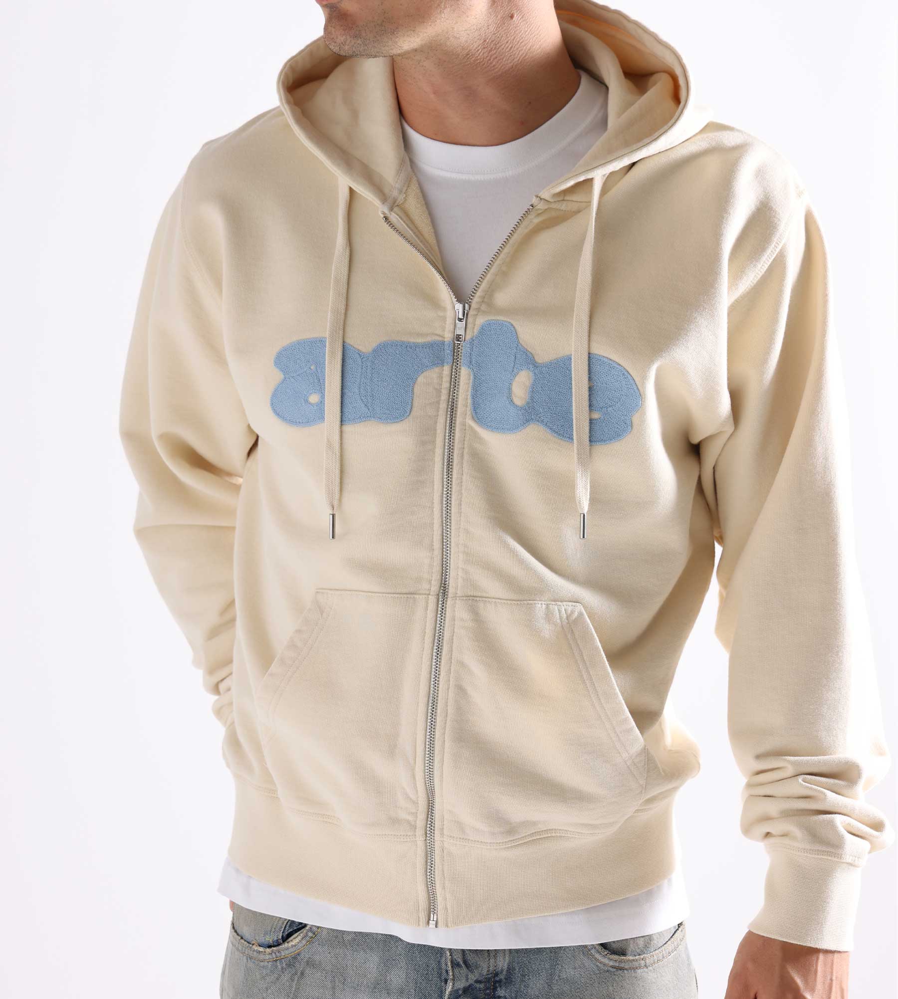 Arte Antwerp Embroidery Zip Hoodie Cream