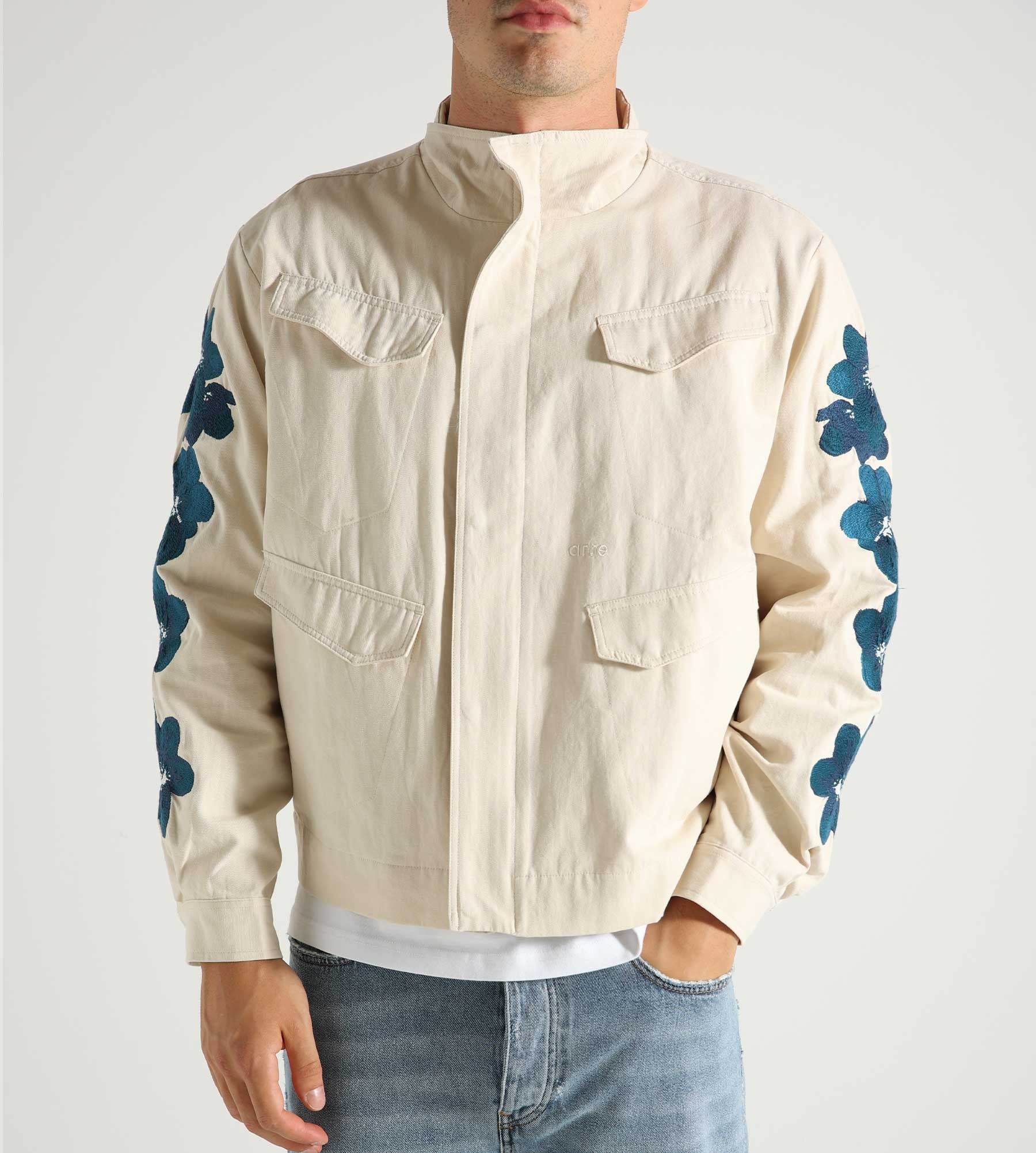 Arte Antwerp Flower Embroidery Jacket Cream