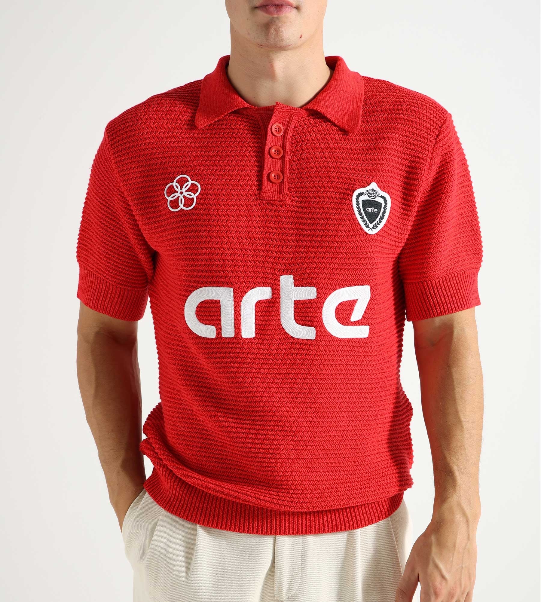 Arte Antwerp Simon Knit Polo Shirt Red