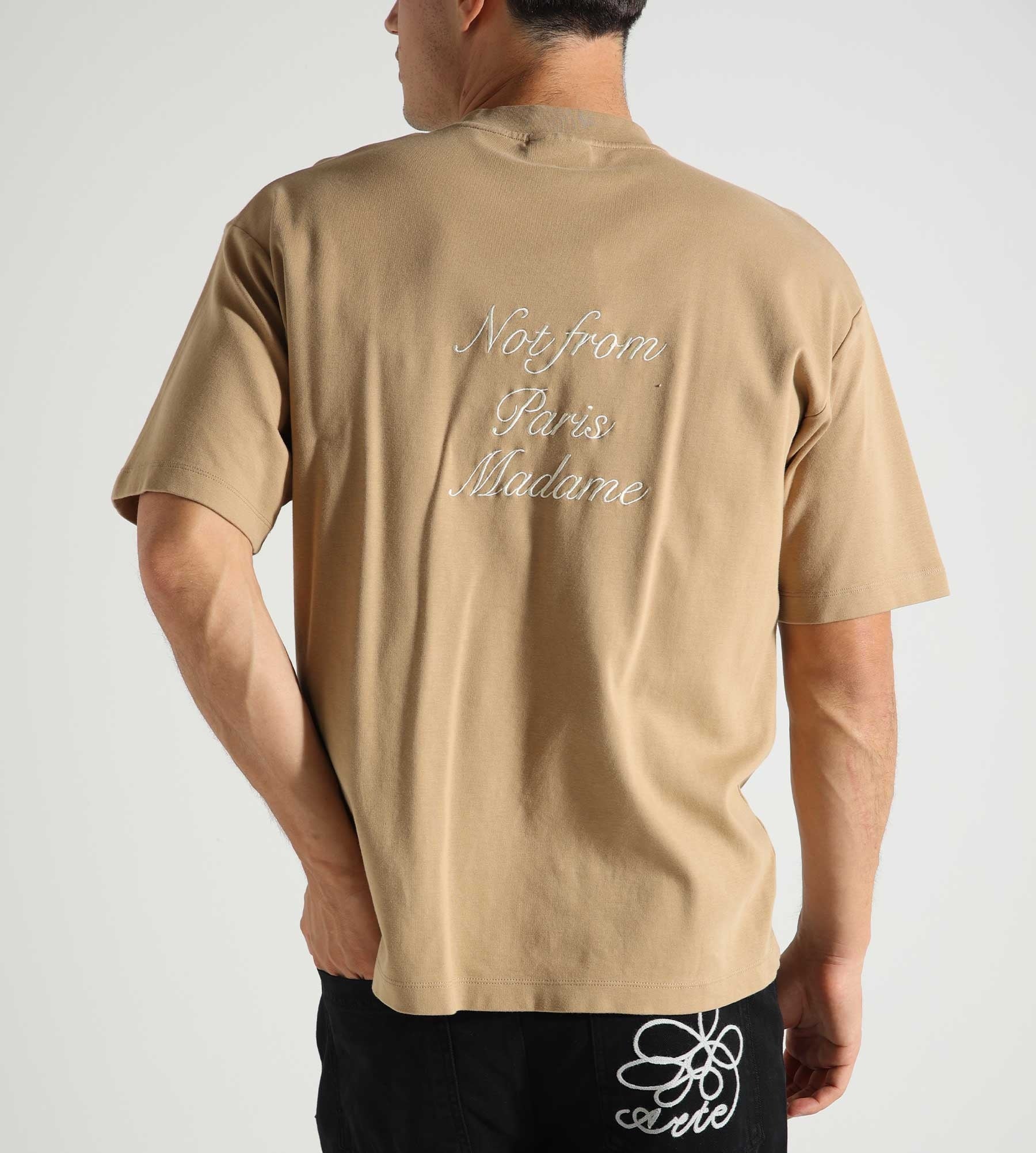 Drôle de Monsieur Le T-Shirt Slogan Calligraphy Ice Brown