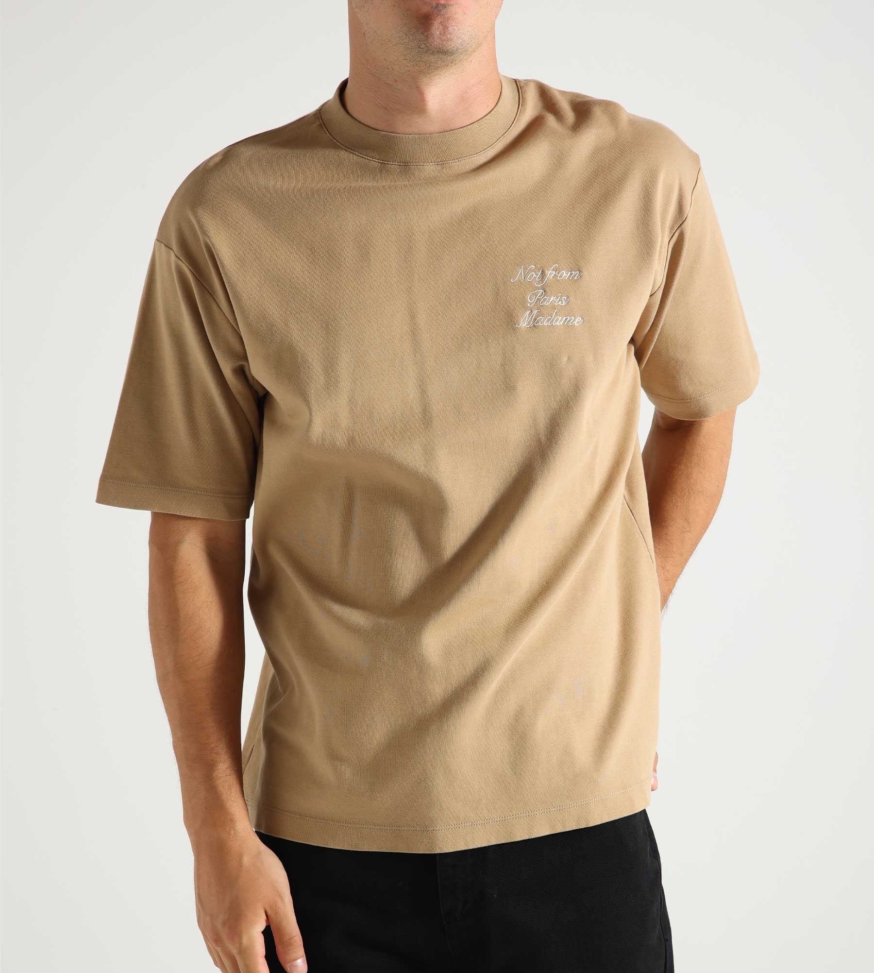 Drôle de Monsieur Le T-Shirt Slogan Calligraphy Ice Brown