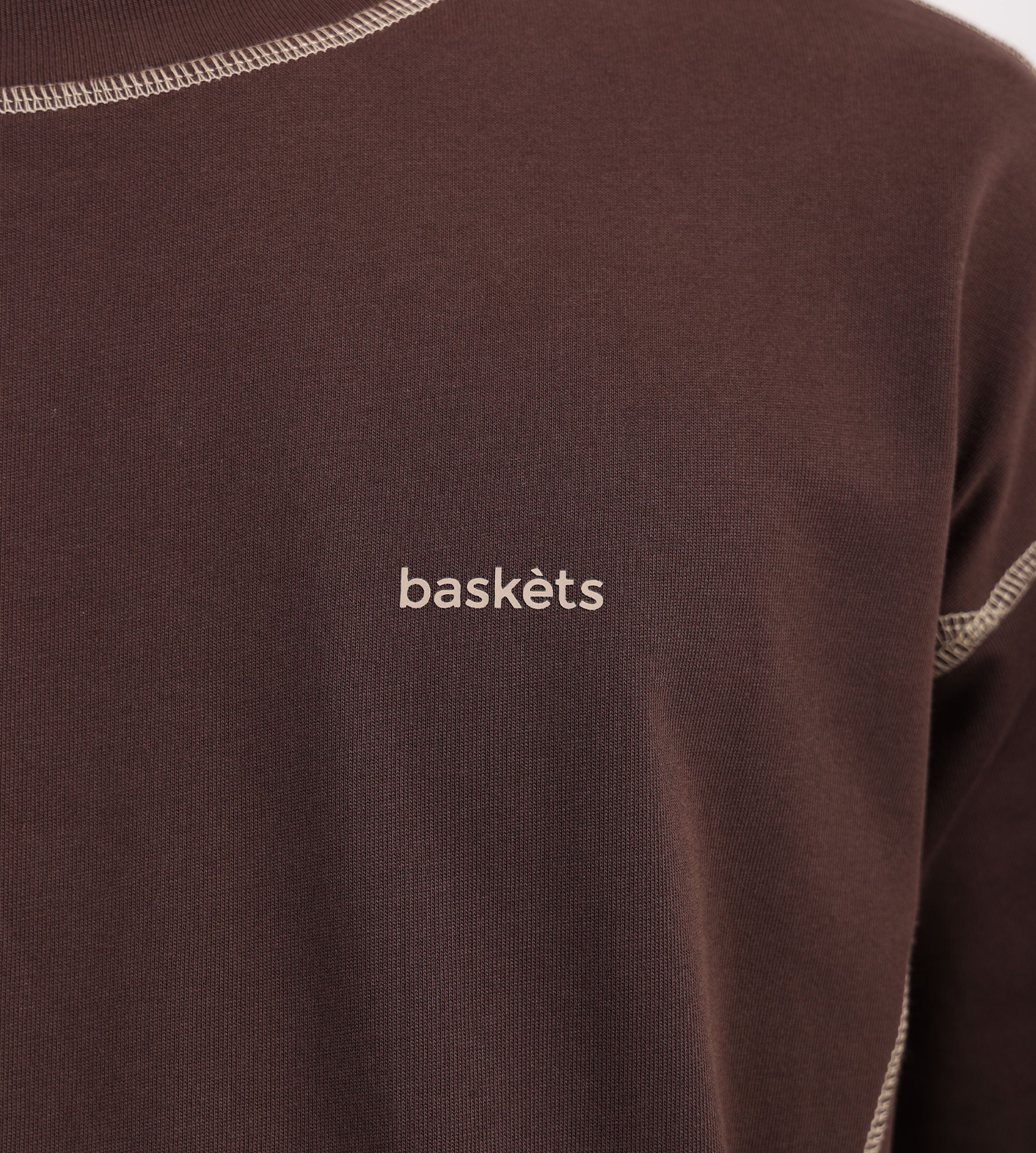 Baskèts Modern Contrast Tee New Marron - Baskèts - Clothing