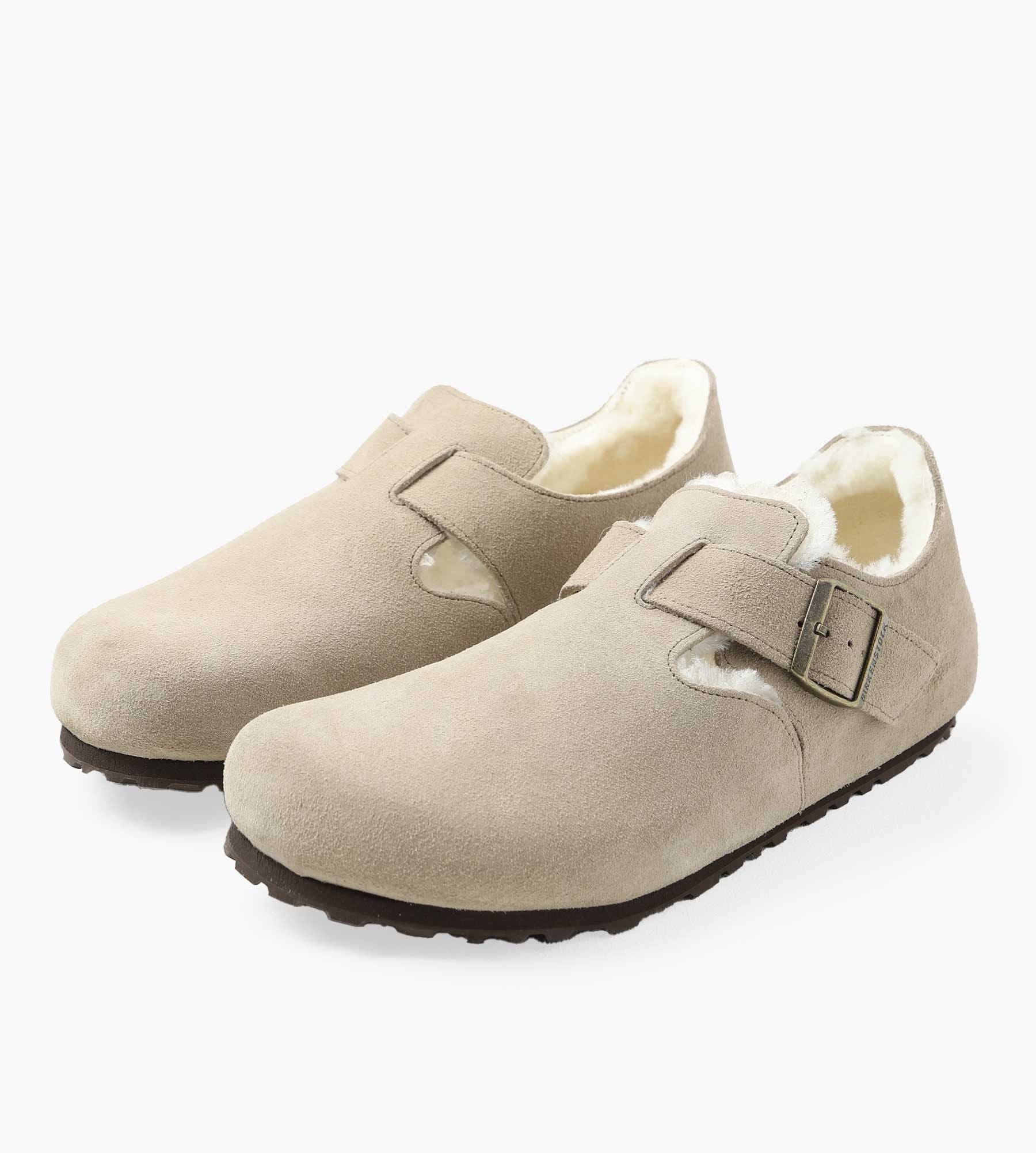 Birkenstock London Shearling Suede Leather Taupe