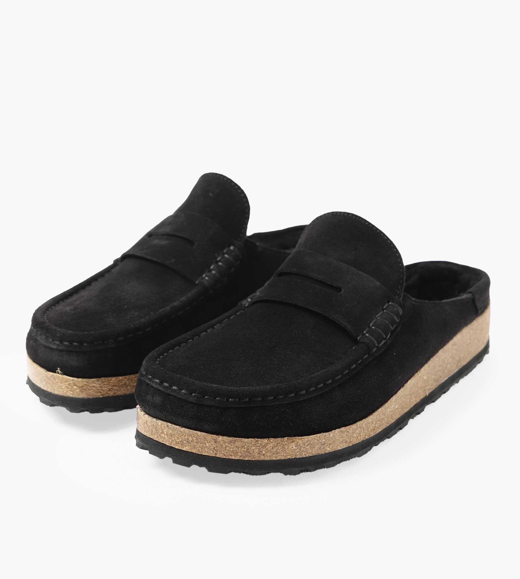 Birkenstock Naples Shearling Suede Leather Black