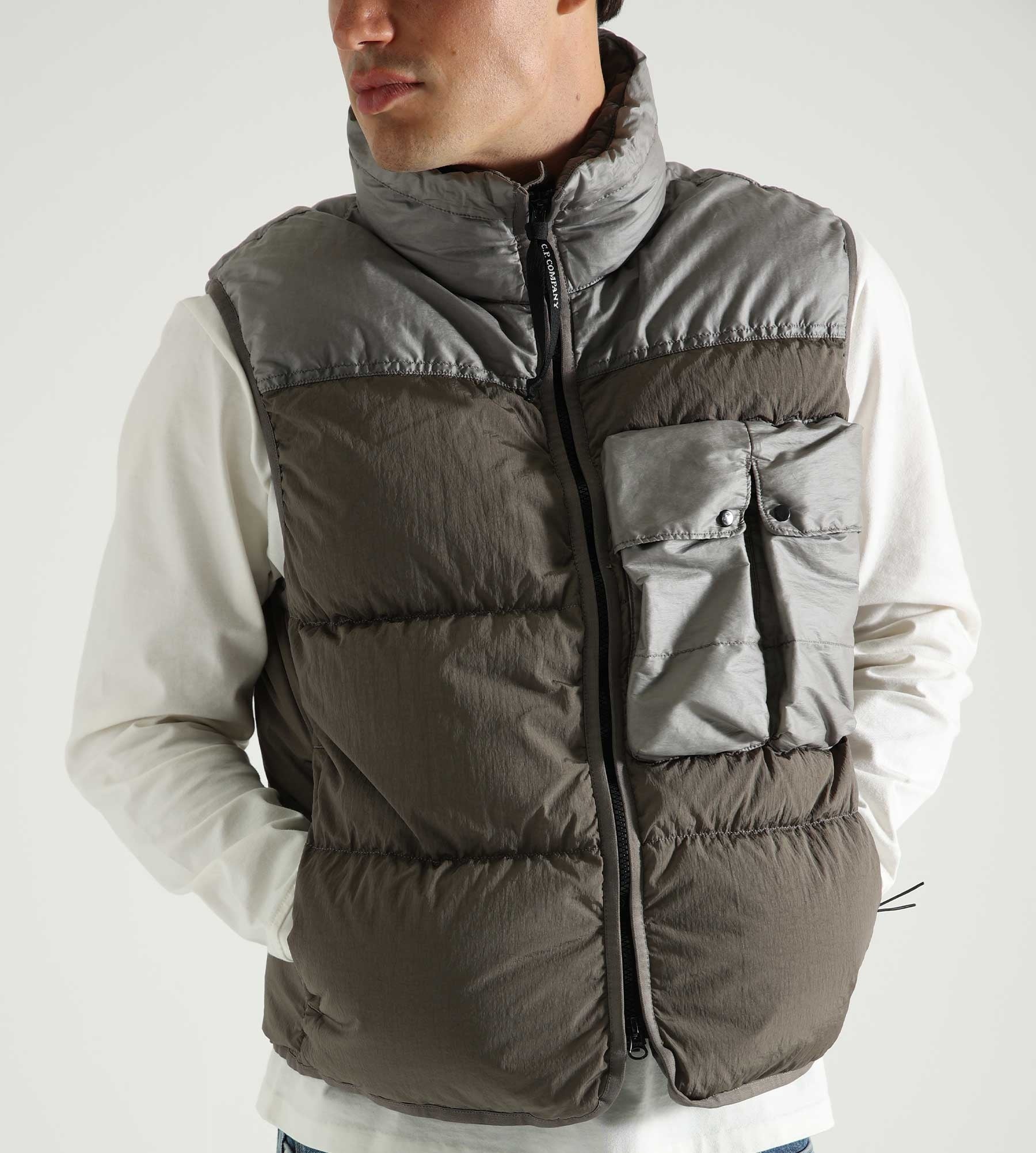 C.P. Company Eco Chrome-R Mixed Down Vest Walnut