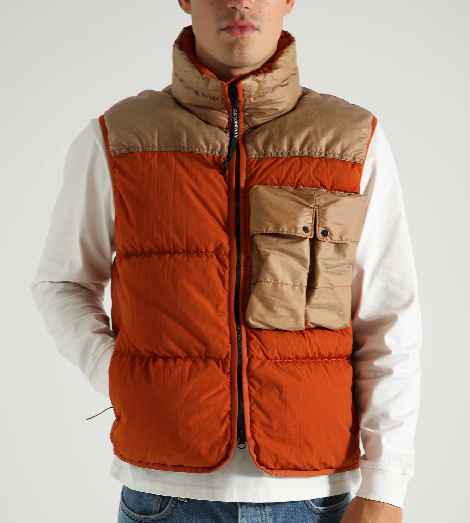 C.P. Company Eco Chrome-R Mixed Down Vest Bombay Brown