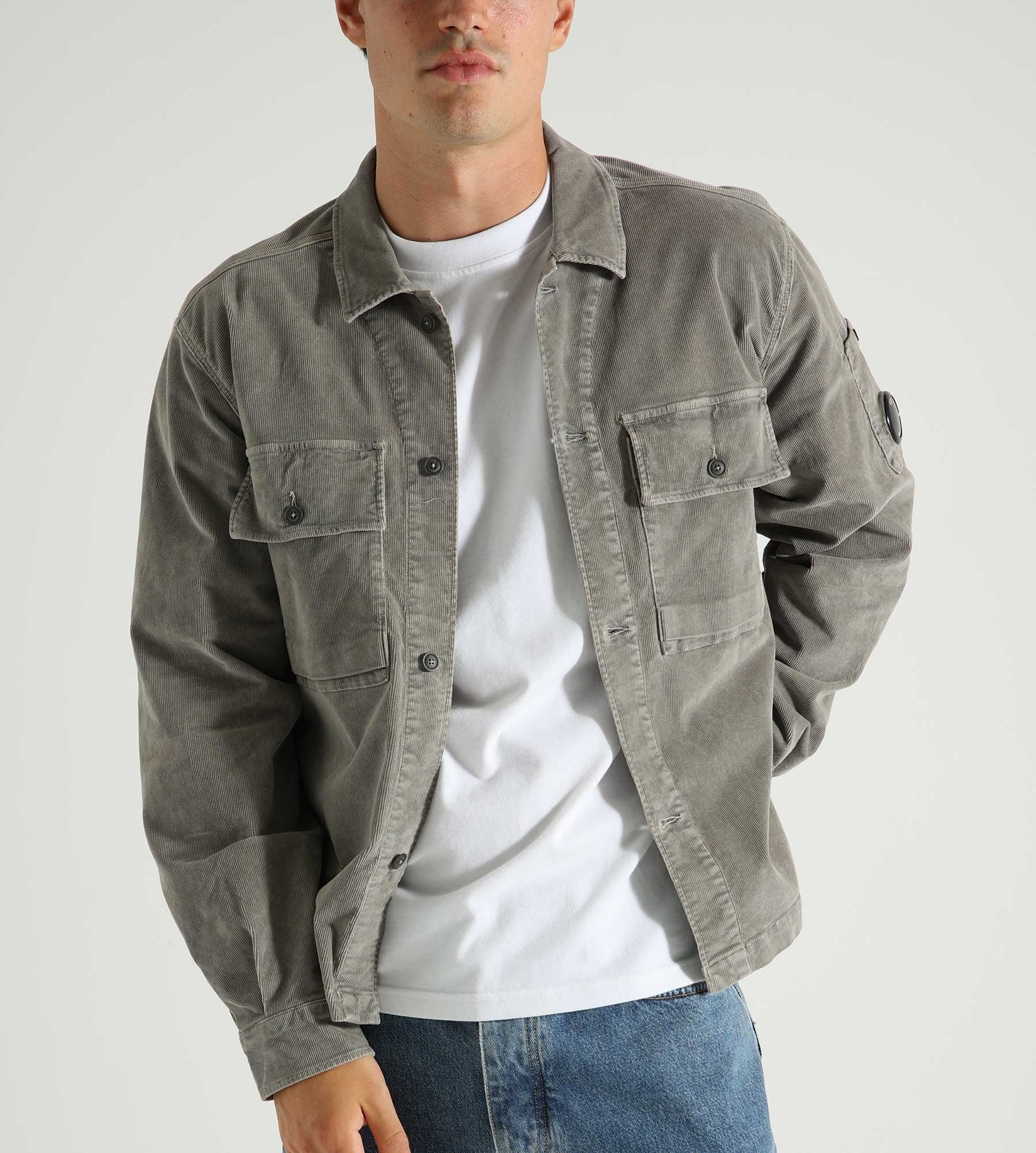 C.P. Company Corduroy Buttoned Utility Overshirt Walnut