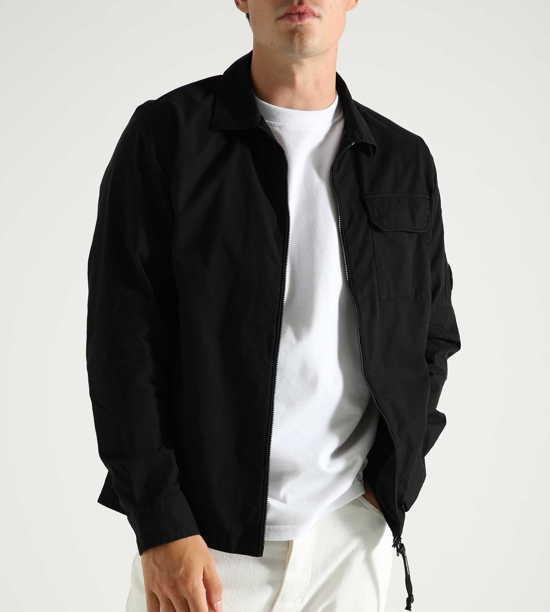 C.P. Company Organic Gabardine Zipped Overshirt Black