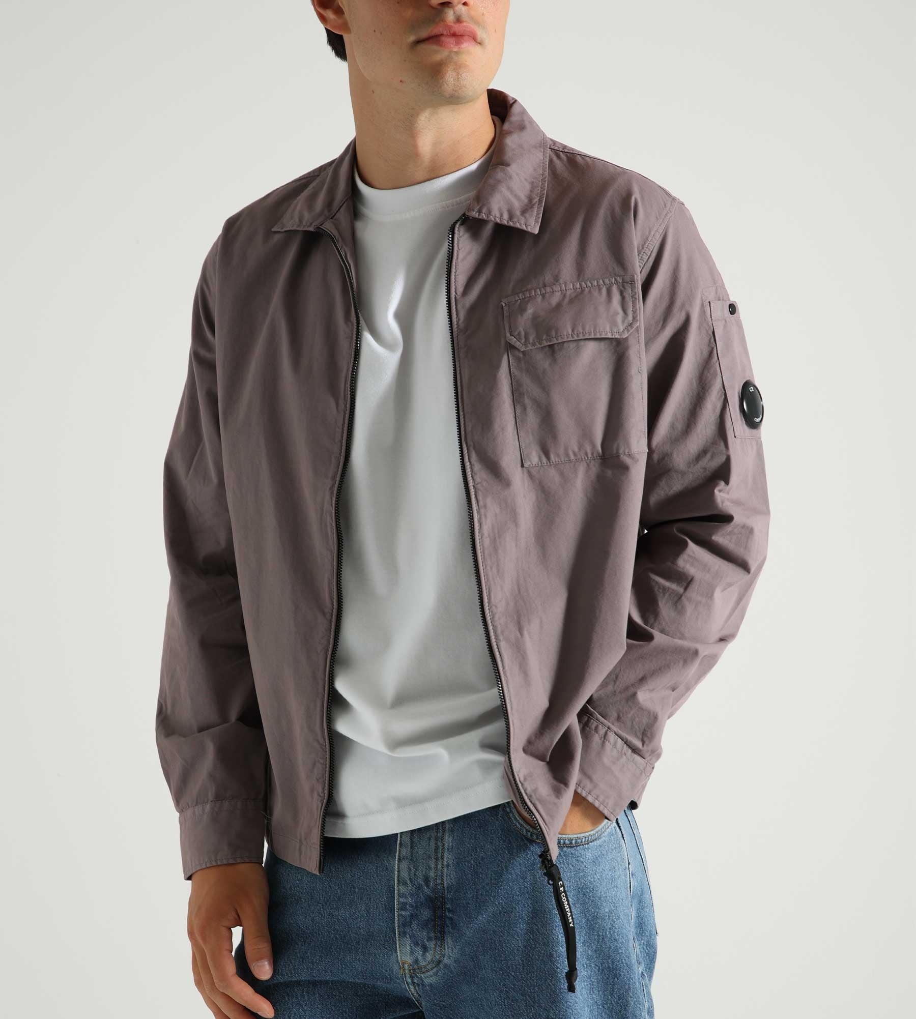 C.P. Company Organic Gabardine Zipped Overshirt Purple Dove