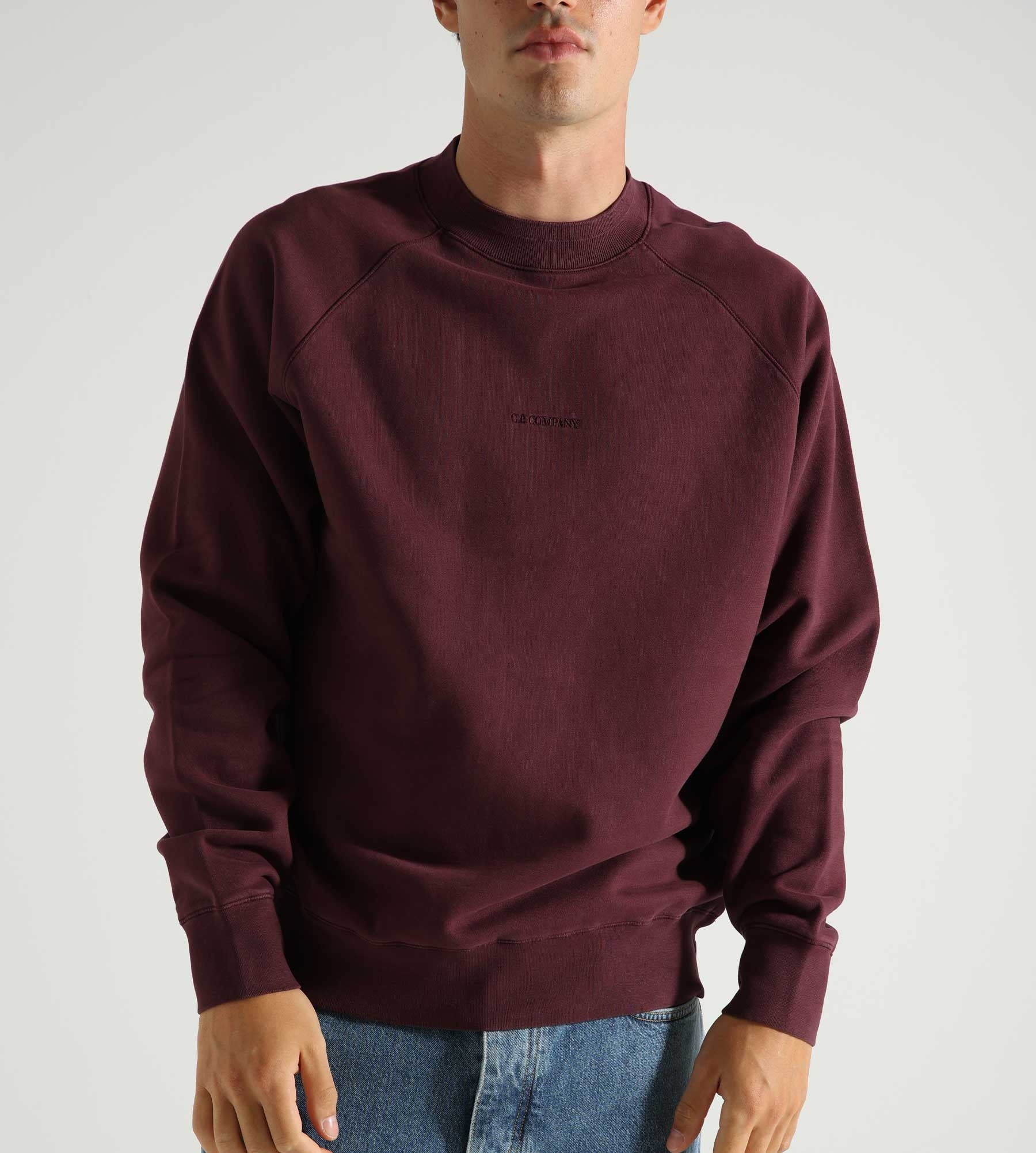 C.P. Company Brushed And Emerized Diagonal Fleece Logo Crew Neck Sweatshirt Potent Purple