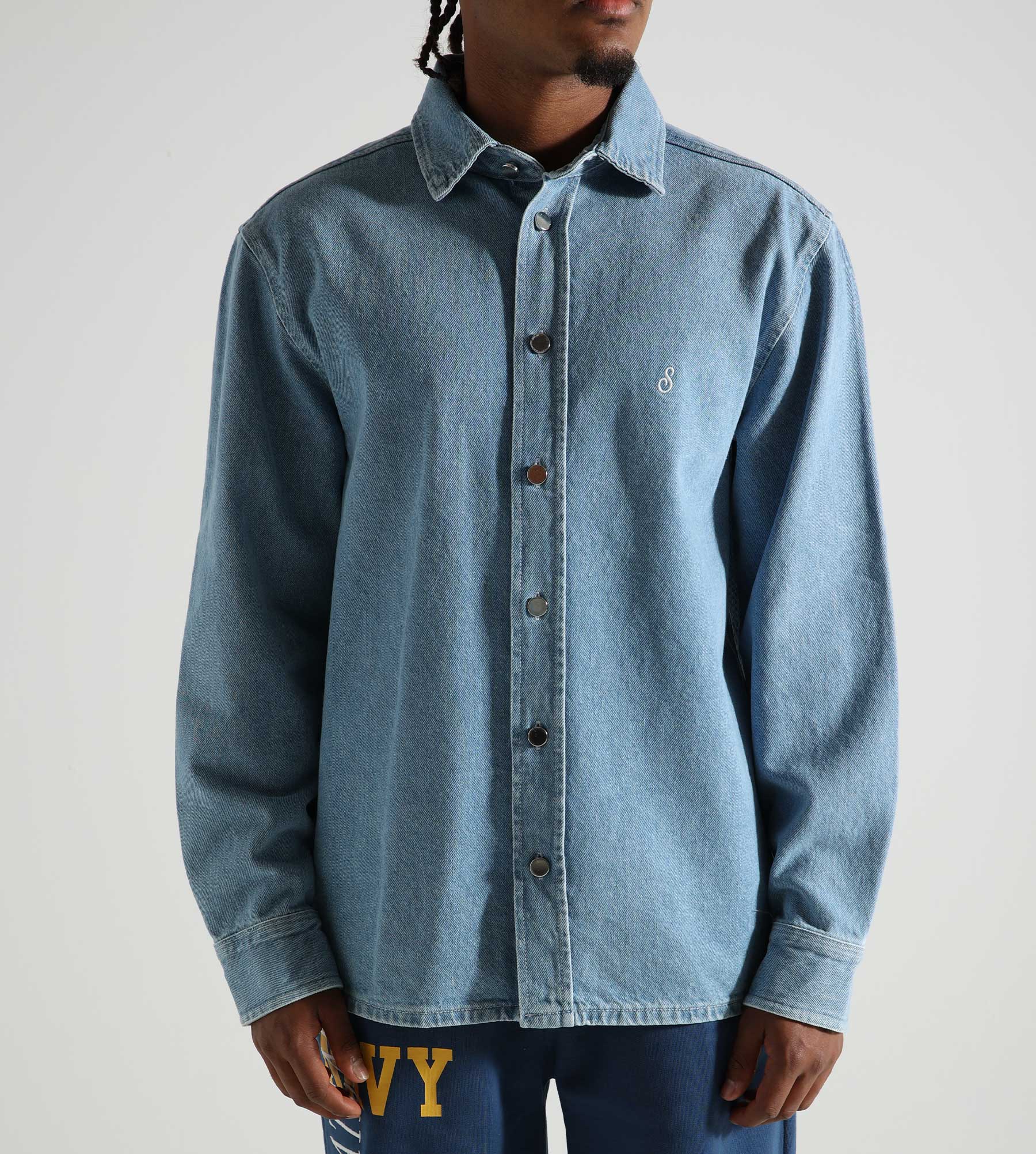 Sabbatical Denim Script Shirt Washed Denim