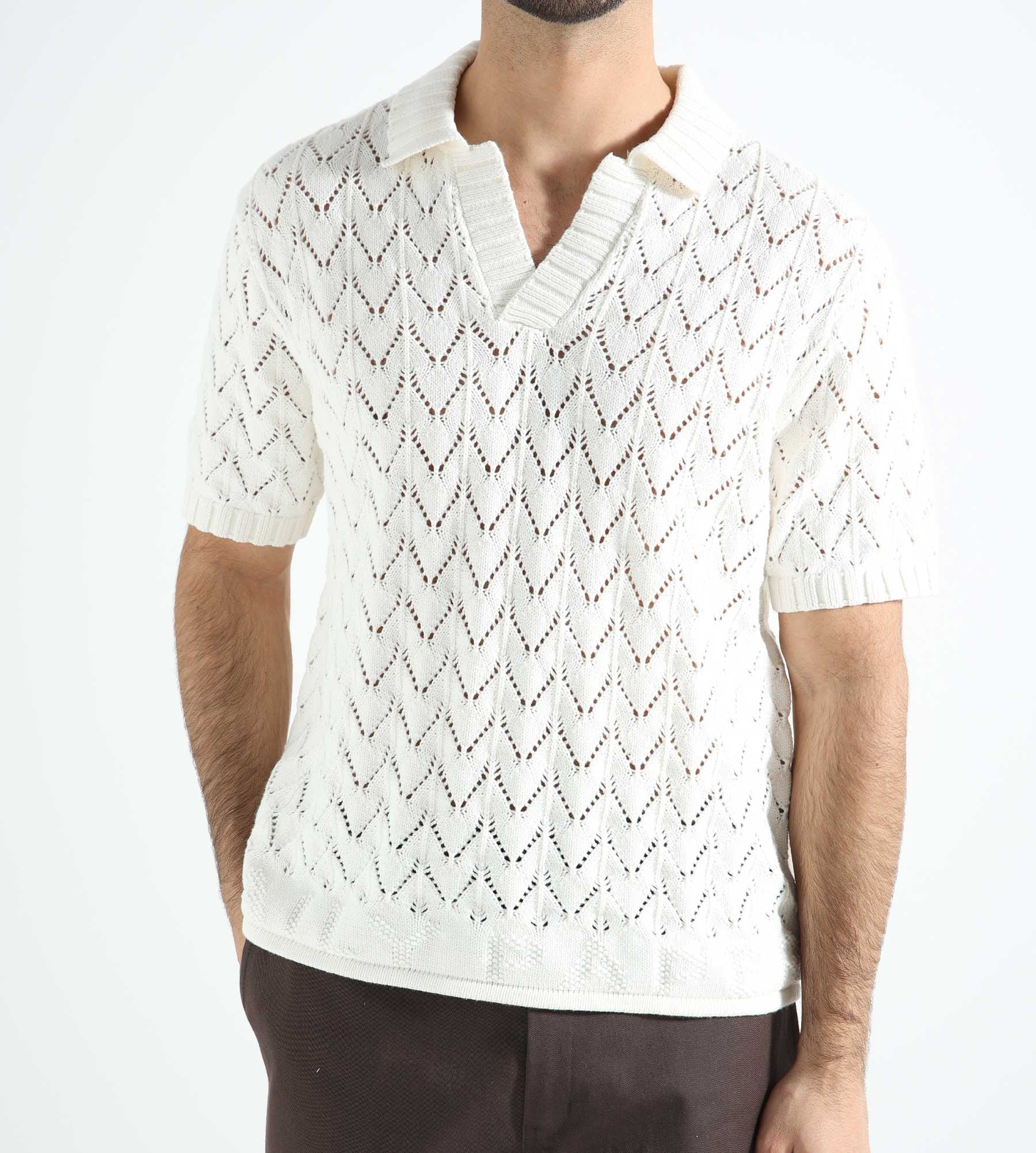 Daily Paper Yinka Relaxed Knit Polo White