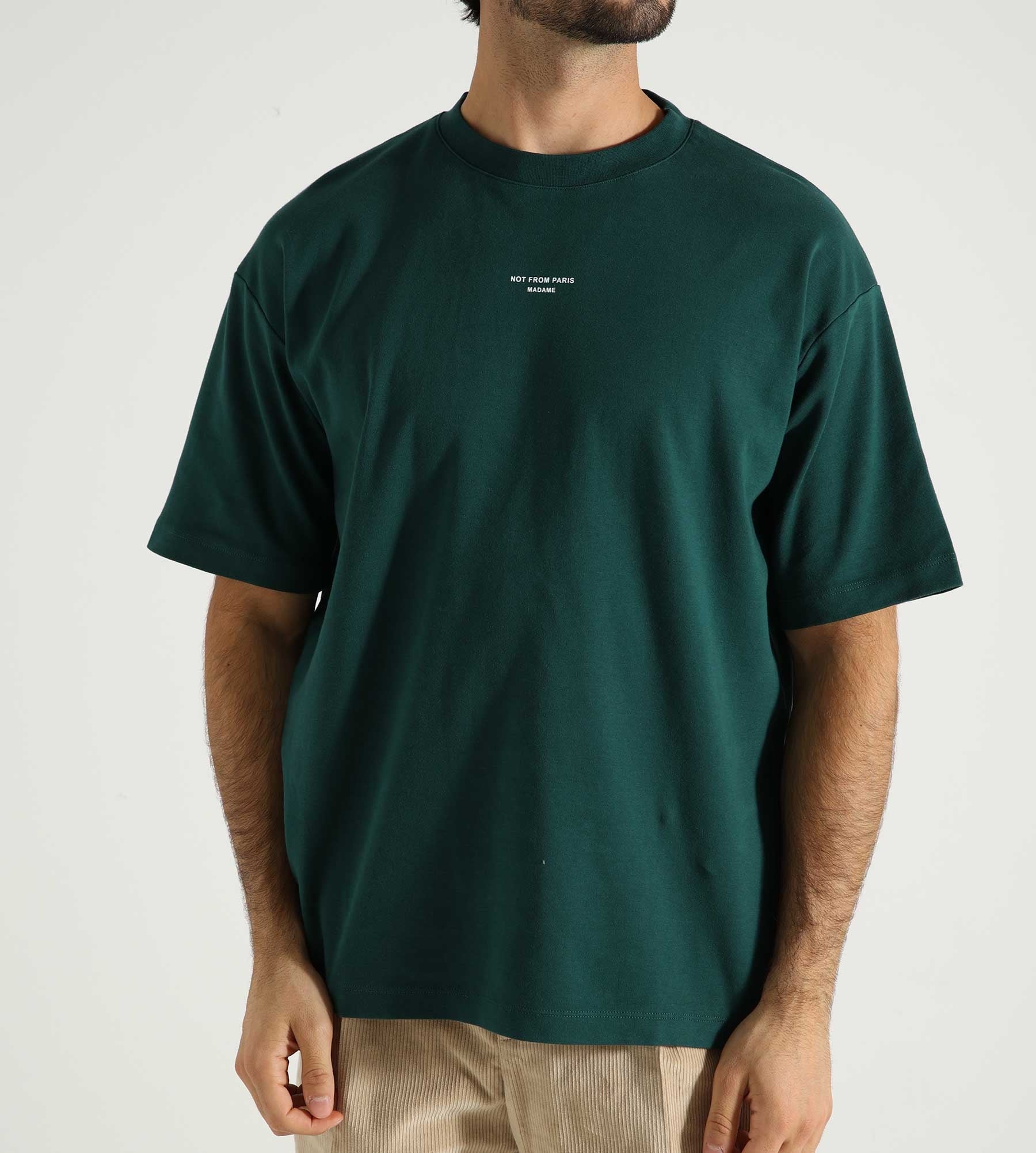 Drôle de Monsieur Le T-Shirt Slogan Classique Dark Green