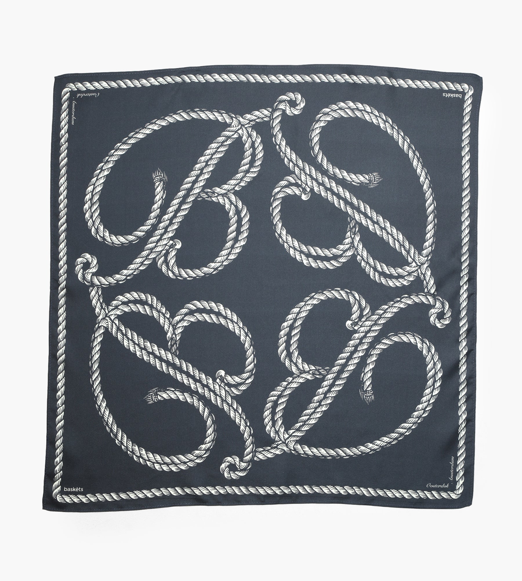 Baskèts Ropes Symbol Silk Scarf Navy