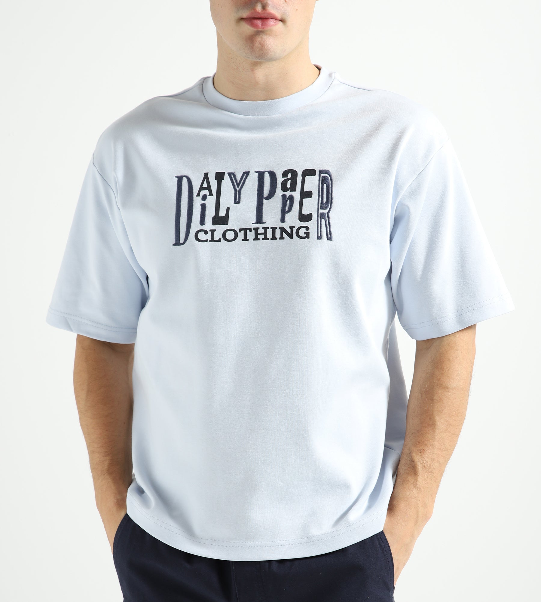 Daily Paper United Type Boxy T-Shirt White Halogen Blue