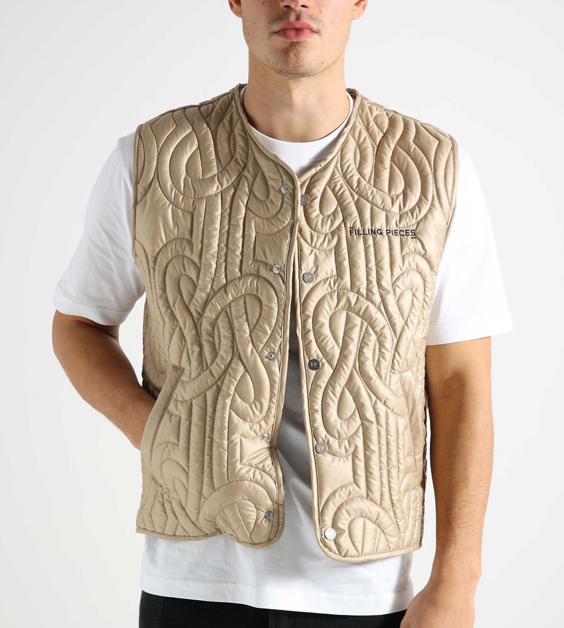 Filling Pieces Quilted Puffer Vest Beige