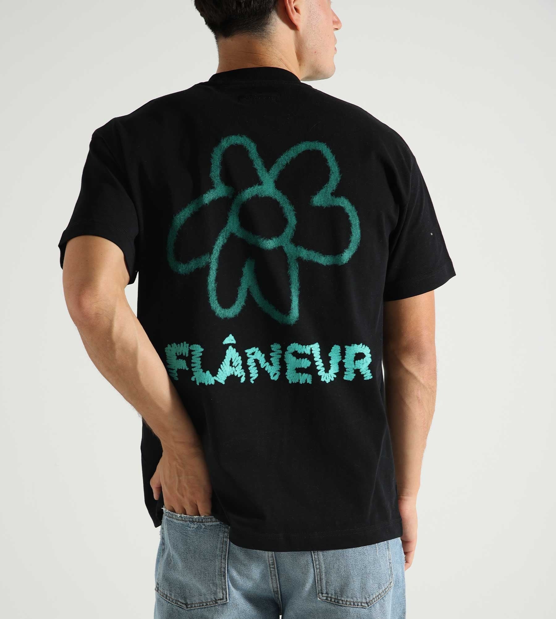 Flâneur Flower Doodle T-Shirt Black