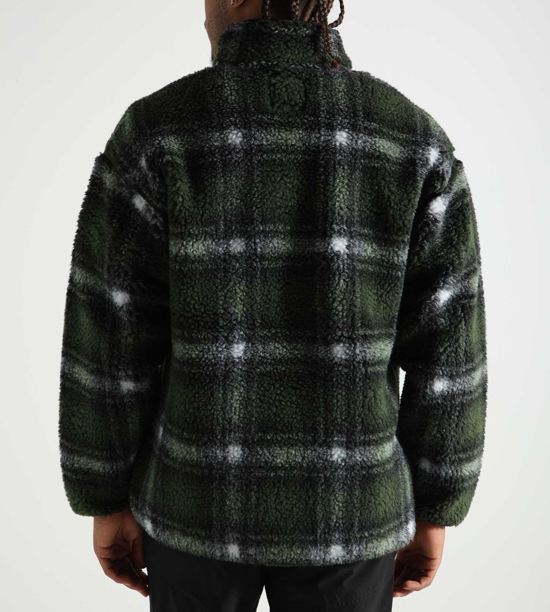 Gramicci Shadow Plaid Sherpa Jacket Olive Shadow Plaid