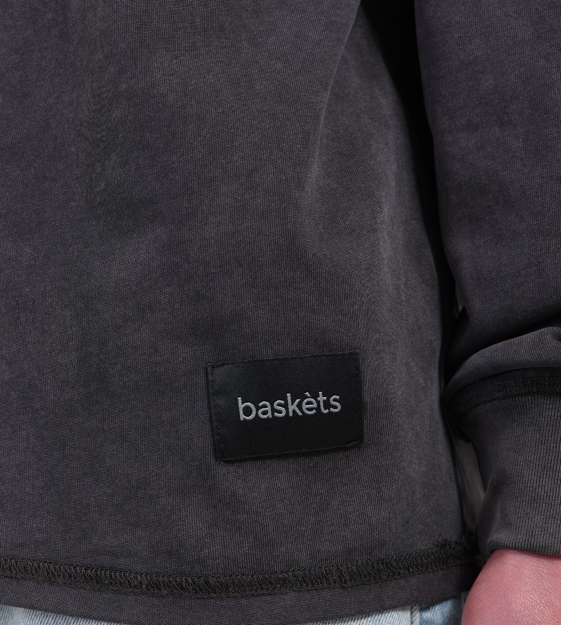 Baskèts Reversed Garment Dye Longsleeve Graphite - Baskèts - Clothing