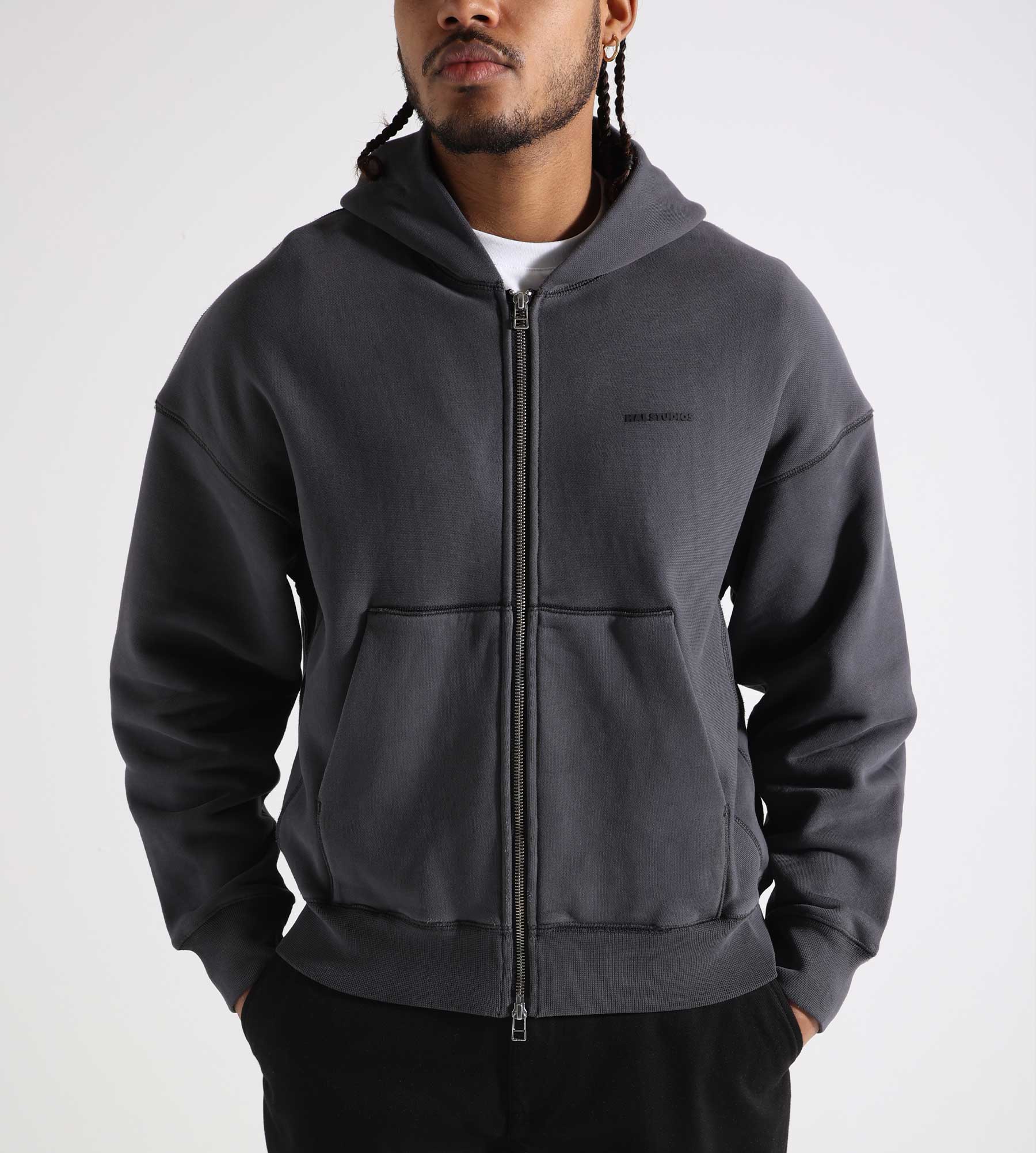 HAL Studios Haus Hooded Zip Sweater Washed Black