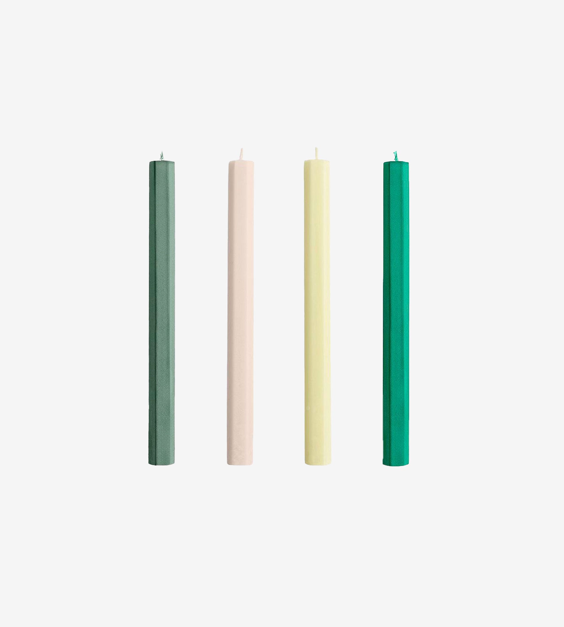 HAY Hexagon Candle Greens And Whites, Set Of 4