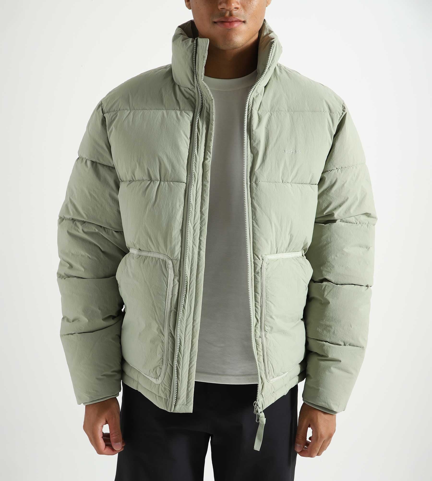 Baskèts Nylon Puffer Jacket Sage Green