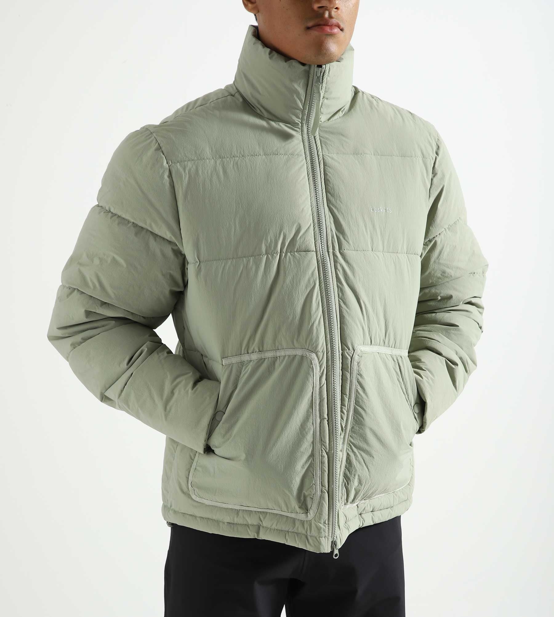 Baskèts Nylon Puffer Jacket Sage Green