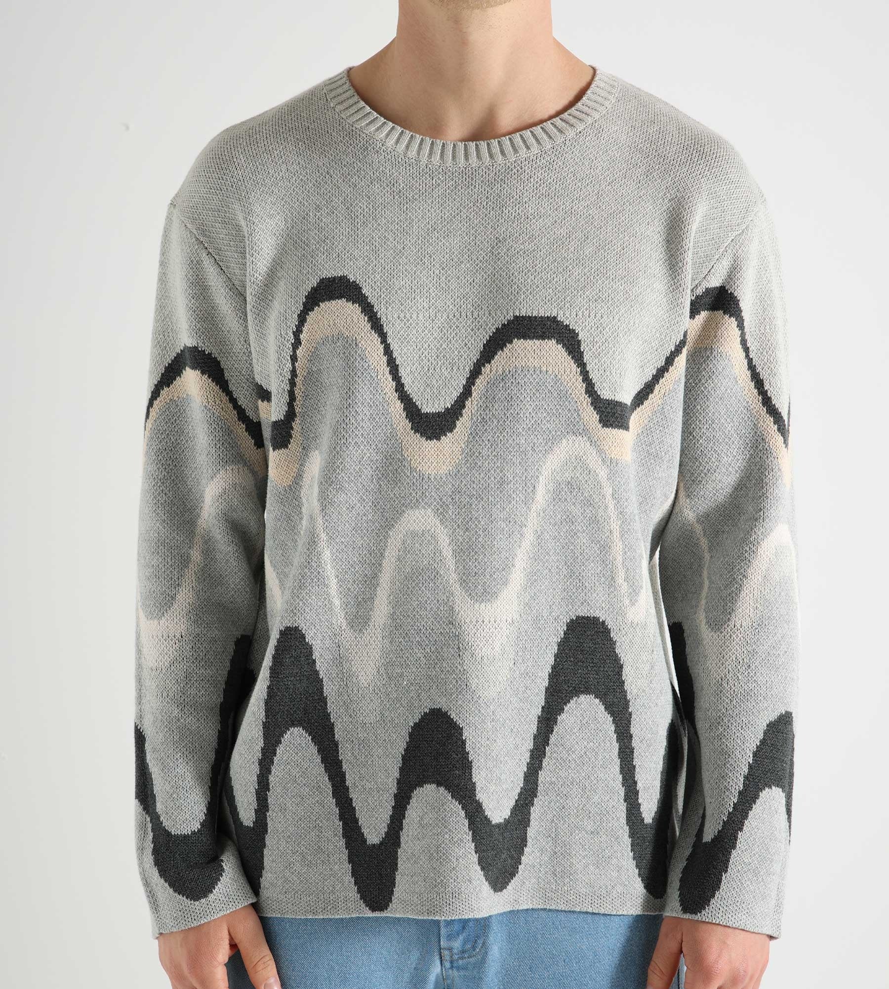 Magic Castles Intarsia Wave Knit Charcoal Multi