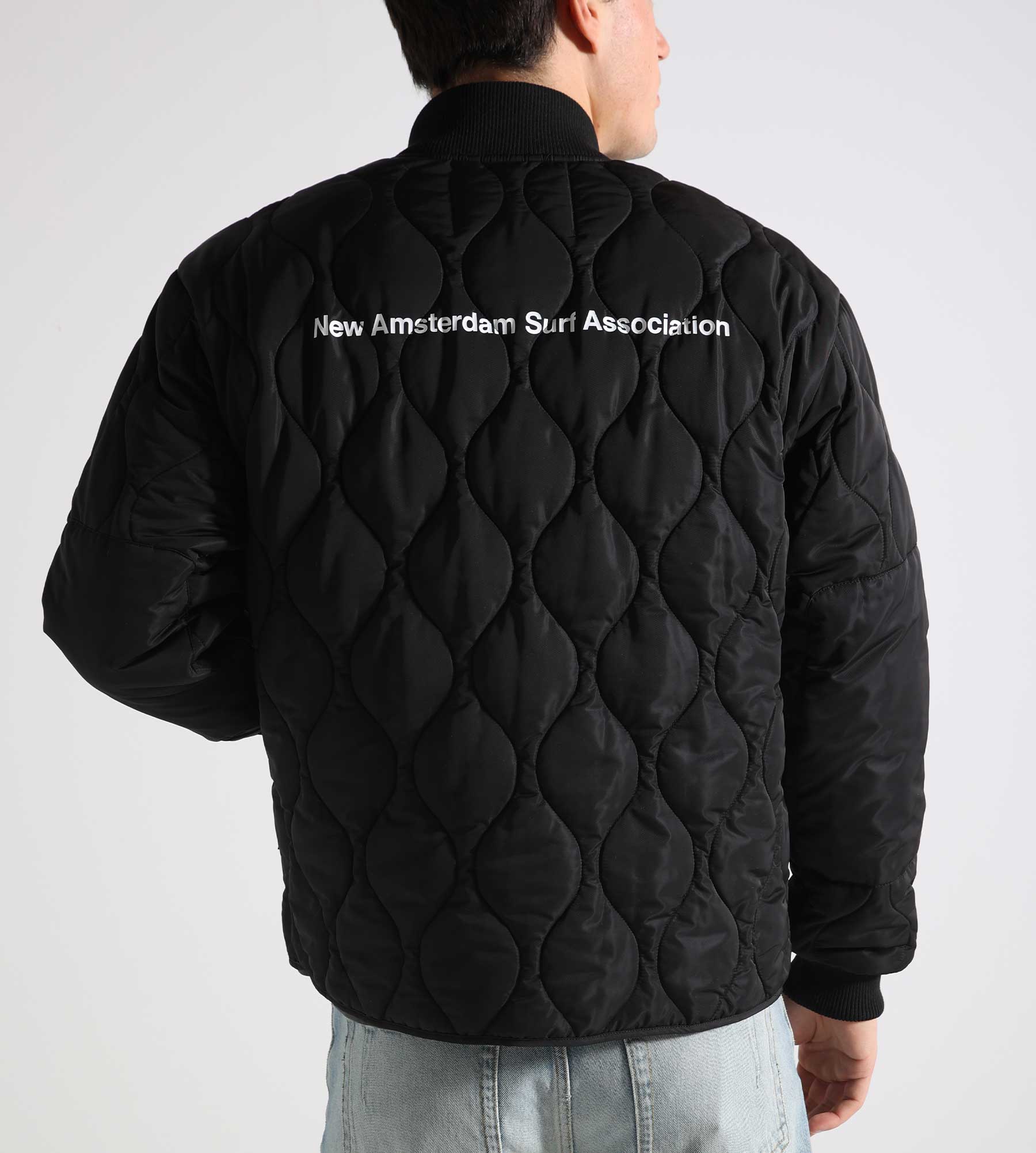 New Amsterdam Surf Association Quilted Padded Jacket Black