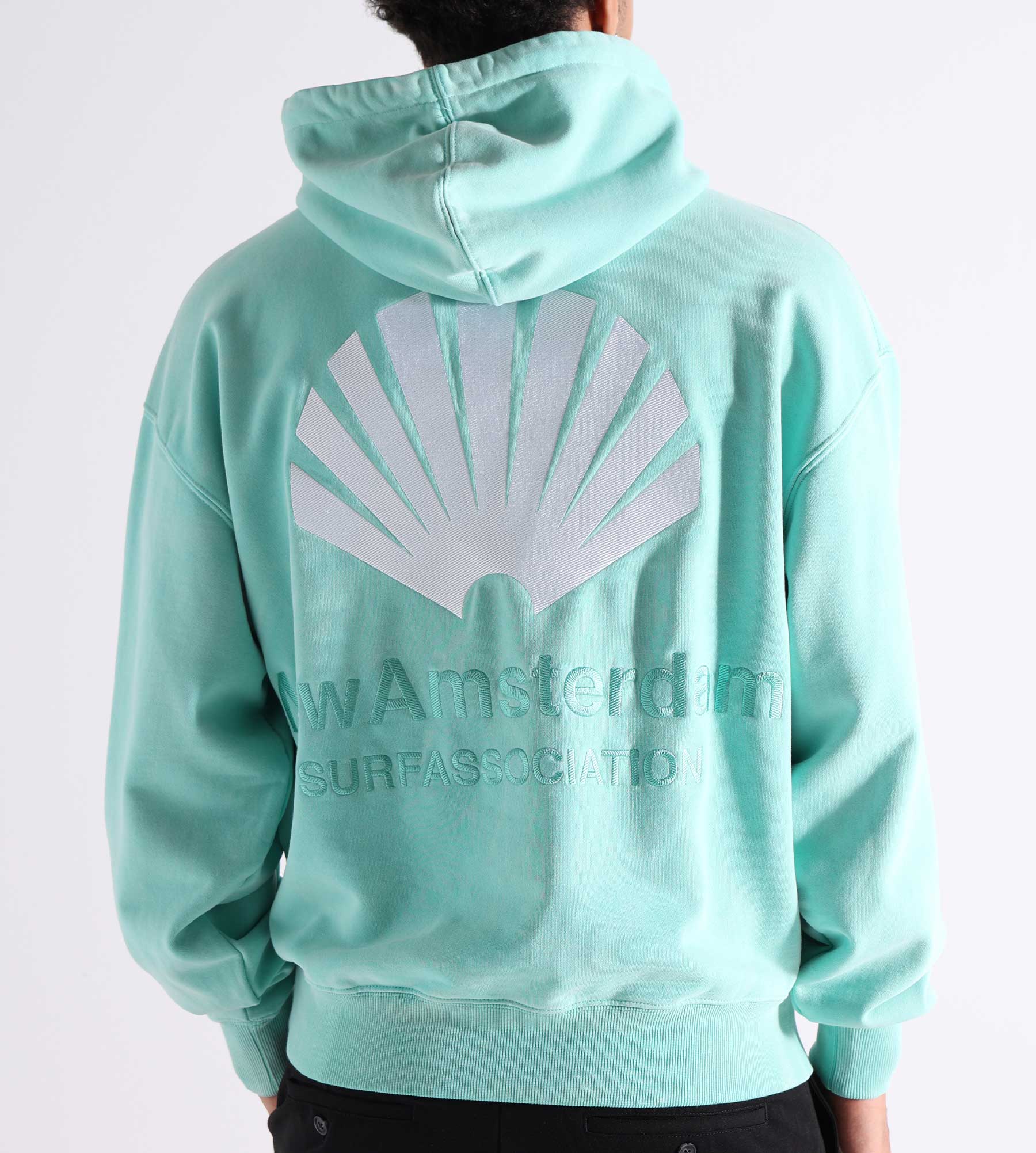 New Amsterdam Surf Association Logo Hoodie Green Frost Offwhite