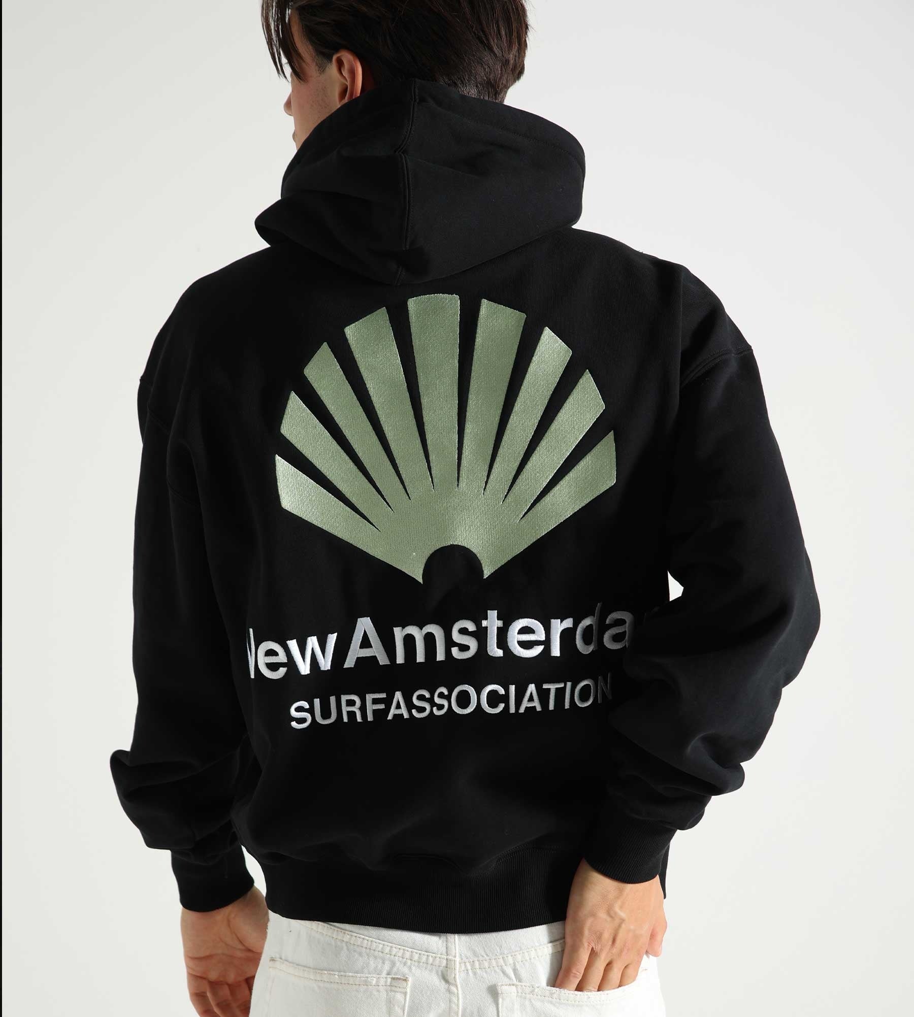 New Amsterdam Surf Association Logo Hoodie Black Almost Aqua