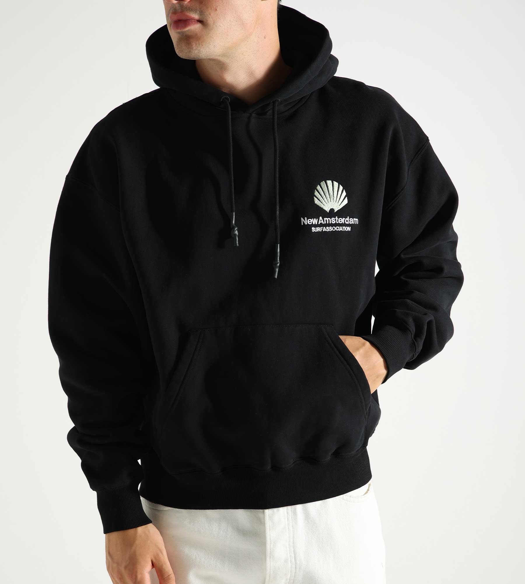 New Amsterdam Surf Association Logo Hoodie Black Almost Aqua