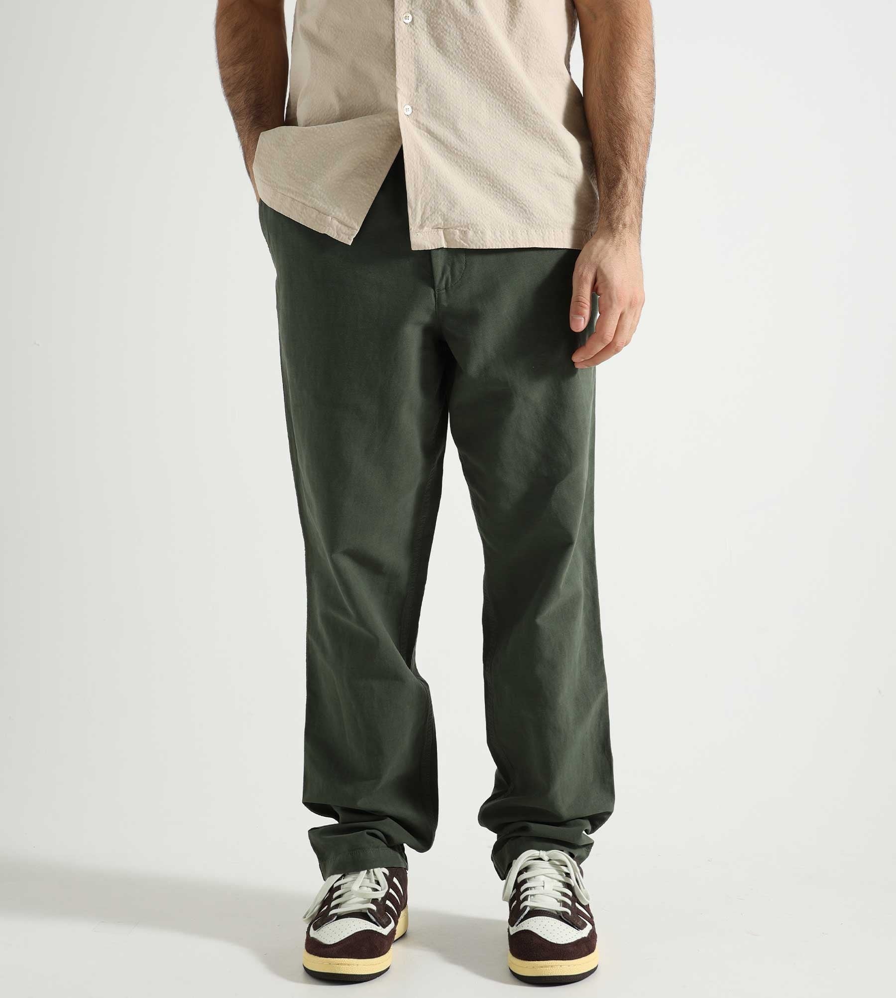 Norse Projects Ezra Relaxed Cotton Linen Trouser Spruce Green