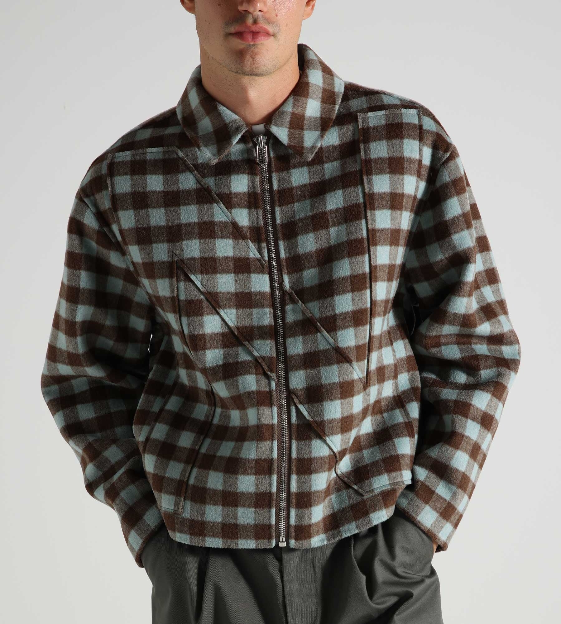 New Amsterdam Surf Association Wool Check Overshirt Brown