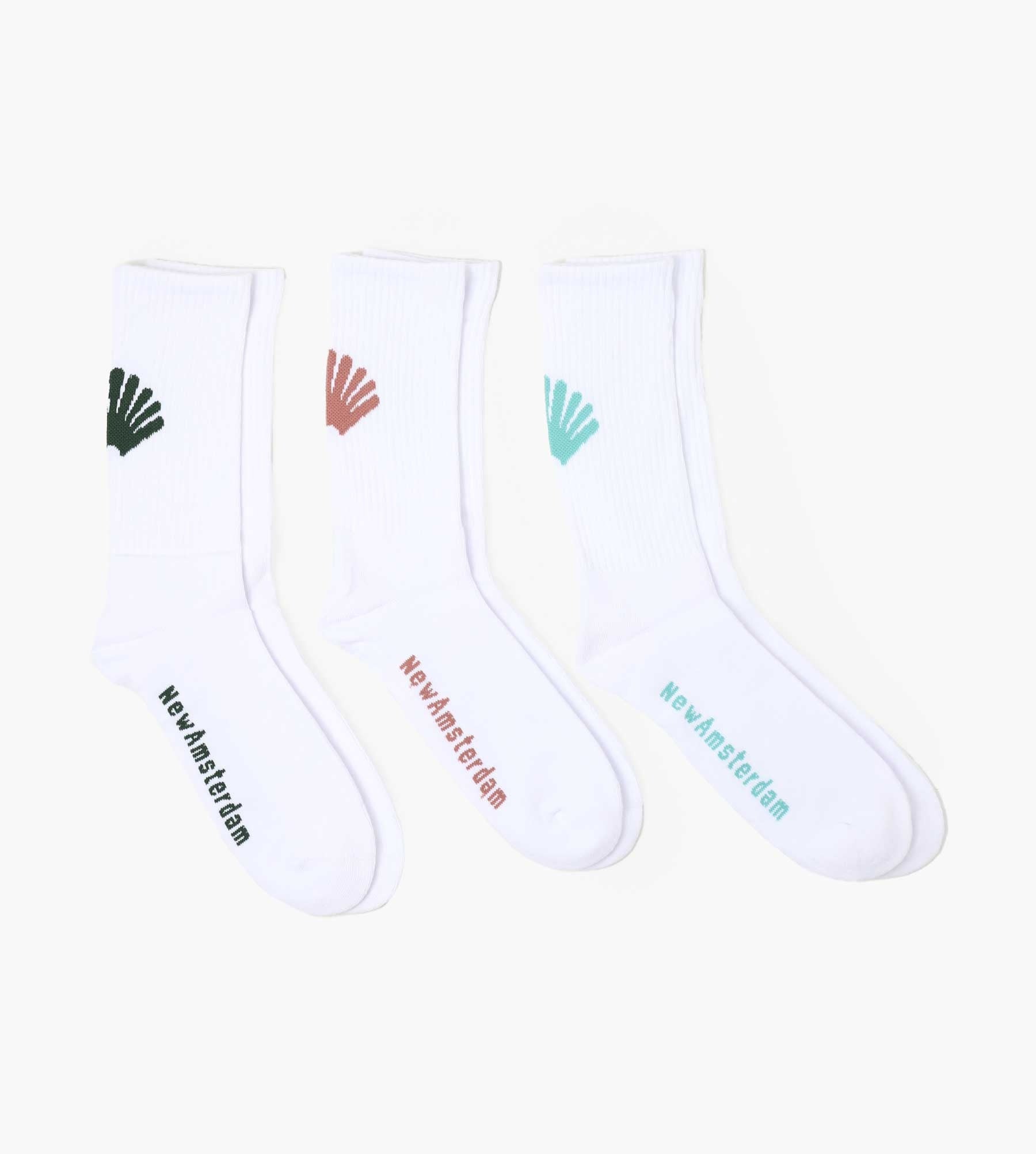 New Amsterdam Surf Association Logo Socks 3-Pack White