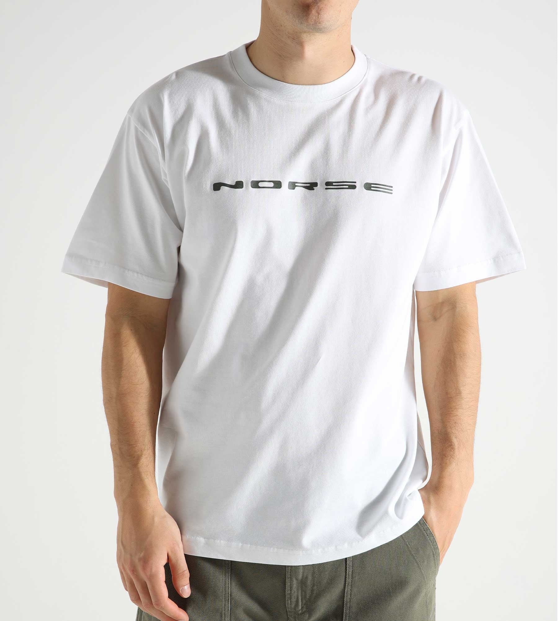 Norse Projects Simon Loose Organic Brush Bevel Logo T-Shirt White