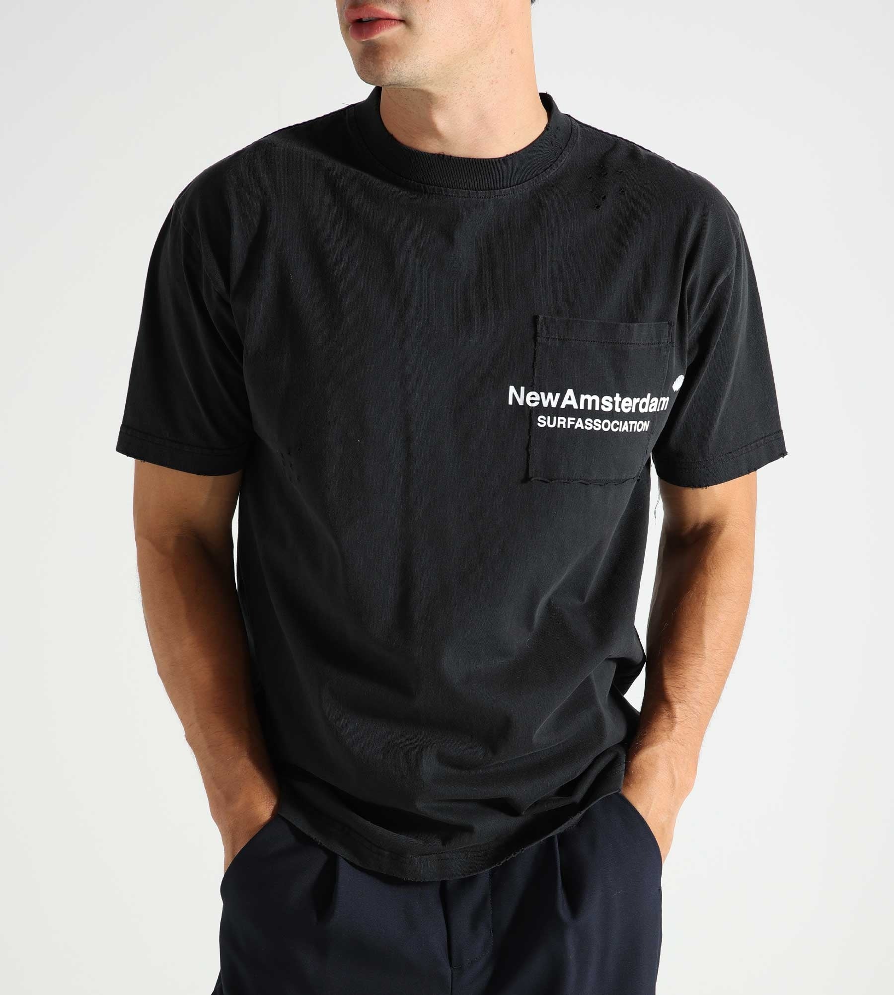 New Amsterdam Surf Association Throw Pocket Tee Washed Black