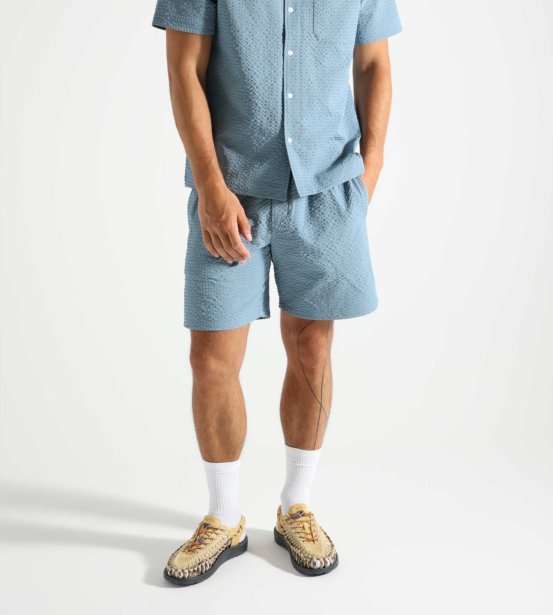 OLAF Seersucker Shorts Storm Blue