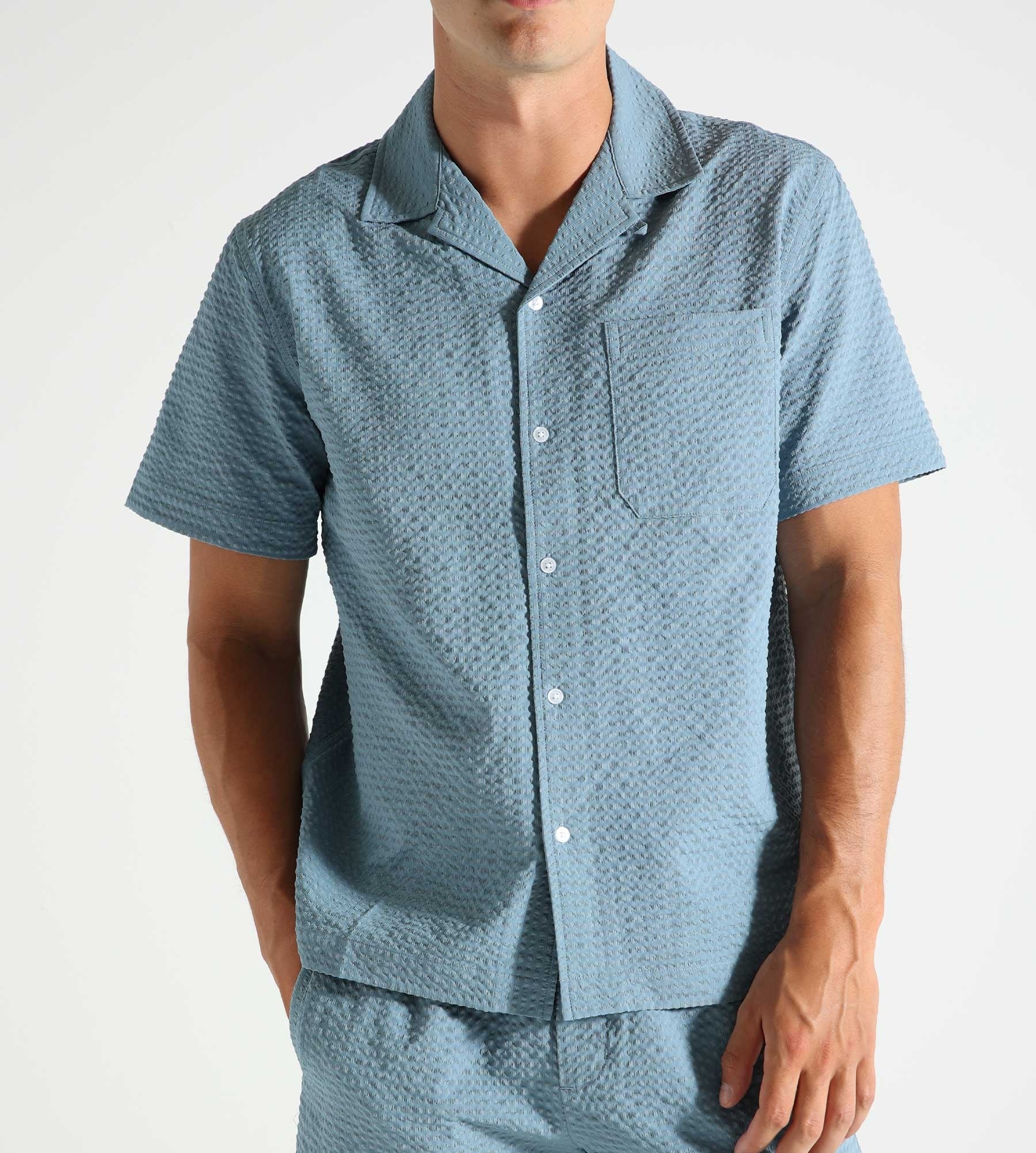 OLAF Seersucker Shirt Storm Blue