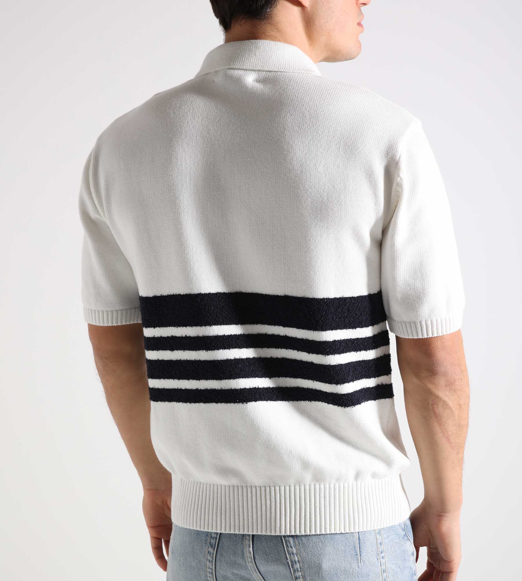 Palmes Panel Knit Polo Organic Cotton Off-White