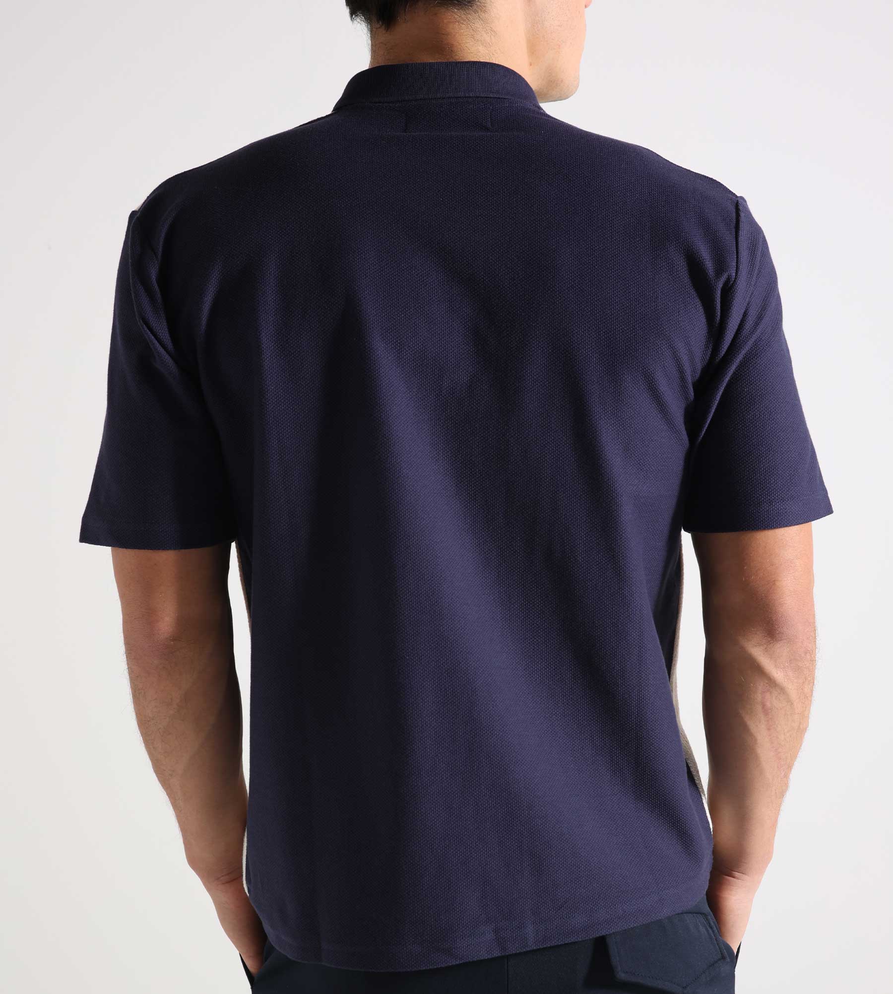 Palmes Textured Zip Polo Jersey Jacquard Dark Blue