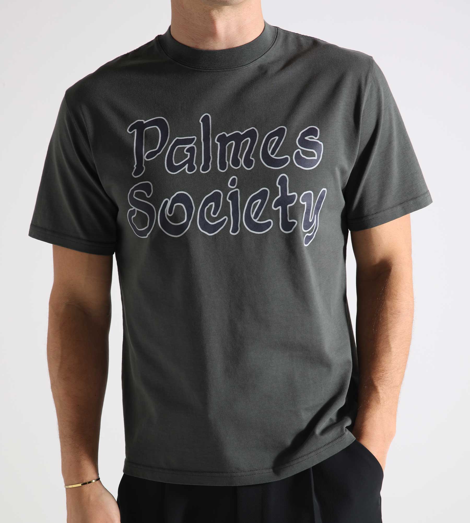 Palmes Society T-Shirt 240GSM Jersey Charcoal