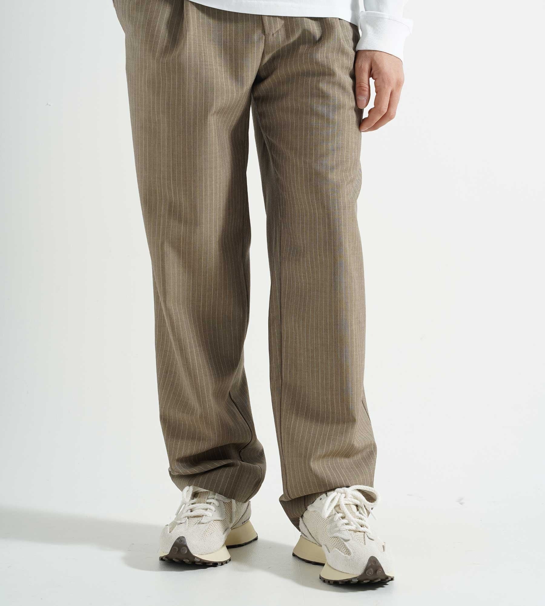 Drôle de Monsieur Le Pantalon Golfeur Rayé Beige