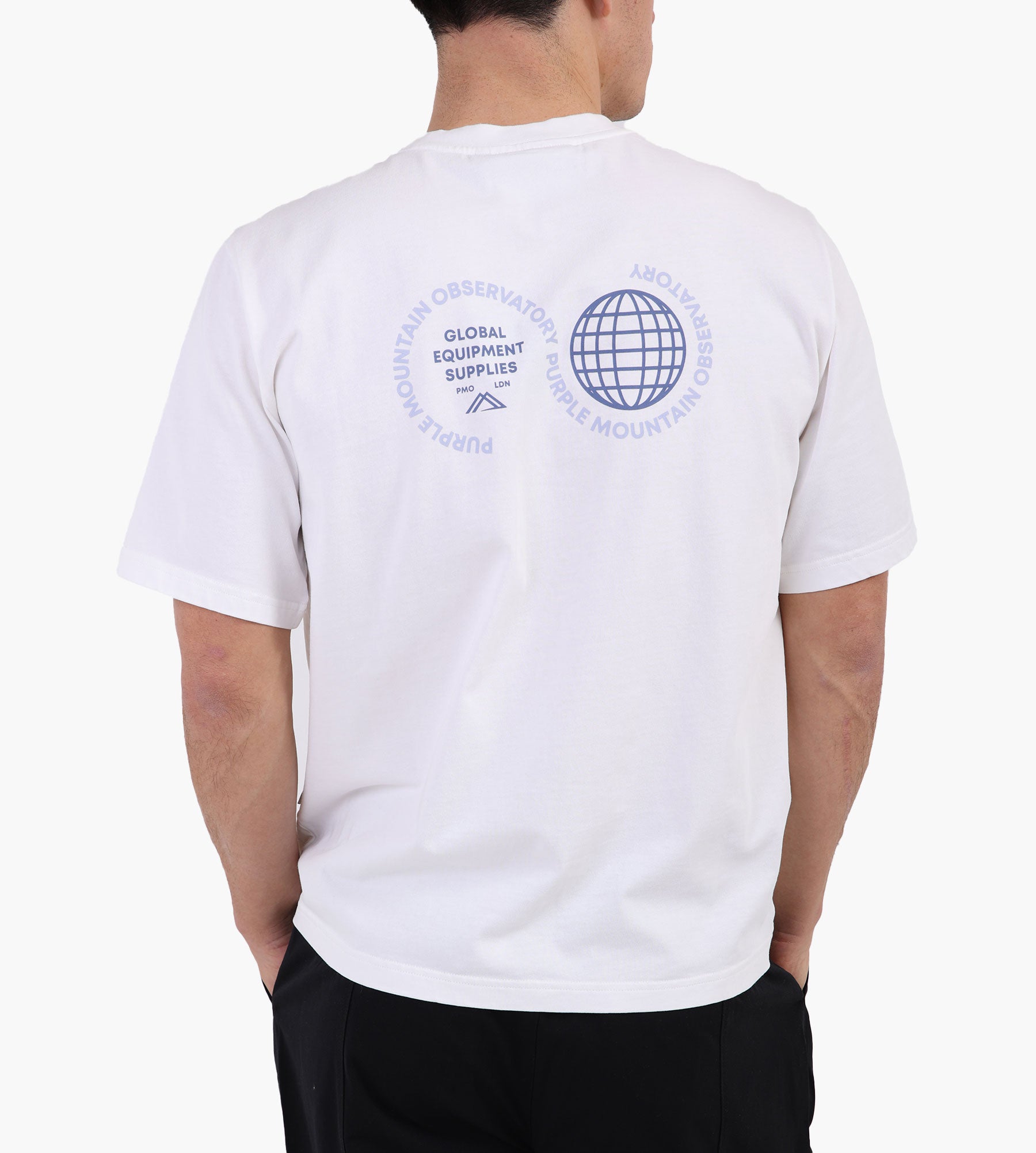 Purple Mountain Observatory Globe Tee White Blue