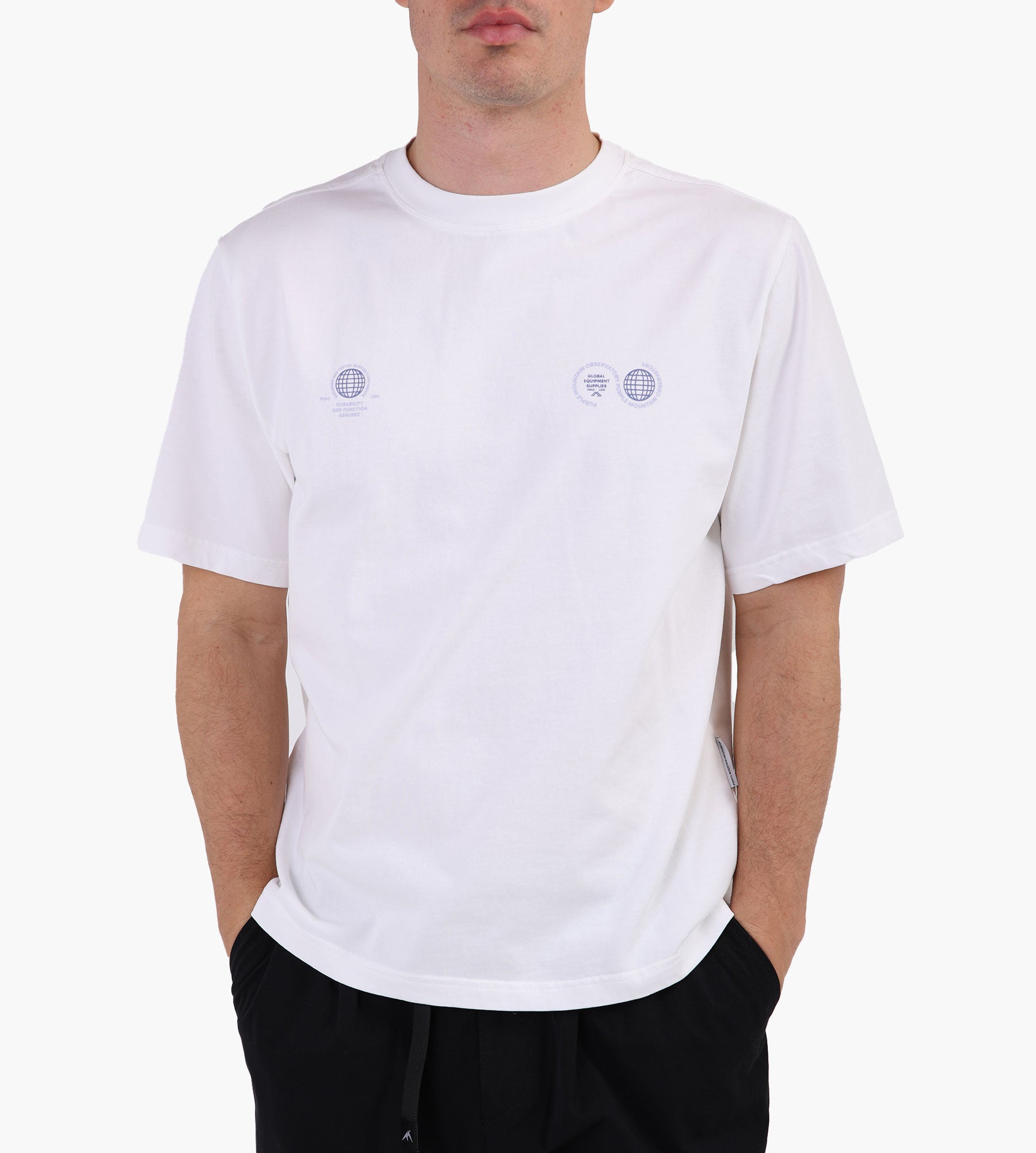 Purple Mountain Observatory Globe Tee White Blue